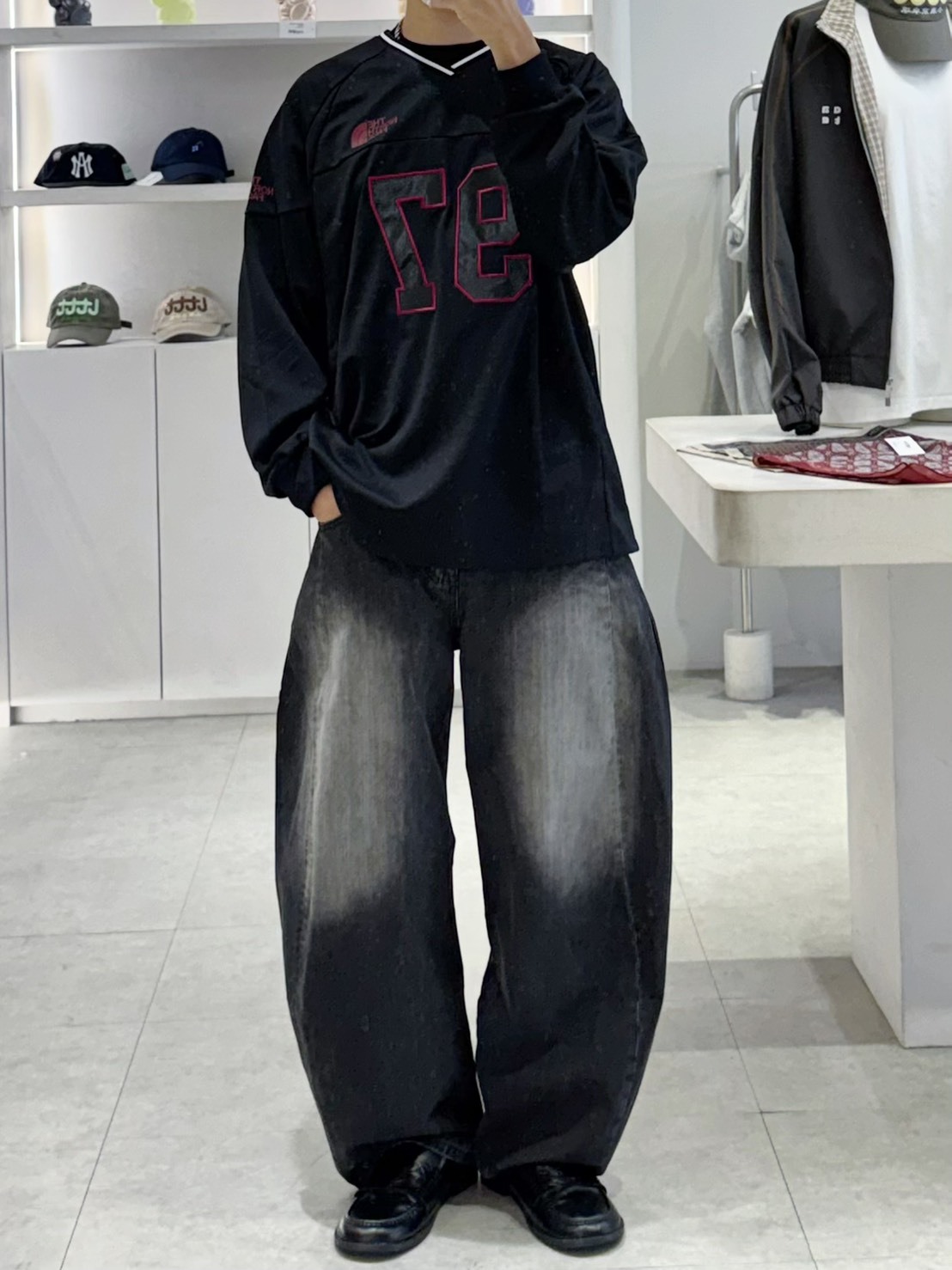 （現貨）NJ266 韓系 霧化刷白 褲管磨損設計 牛仔褲