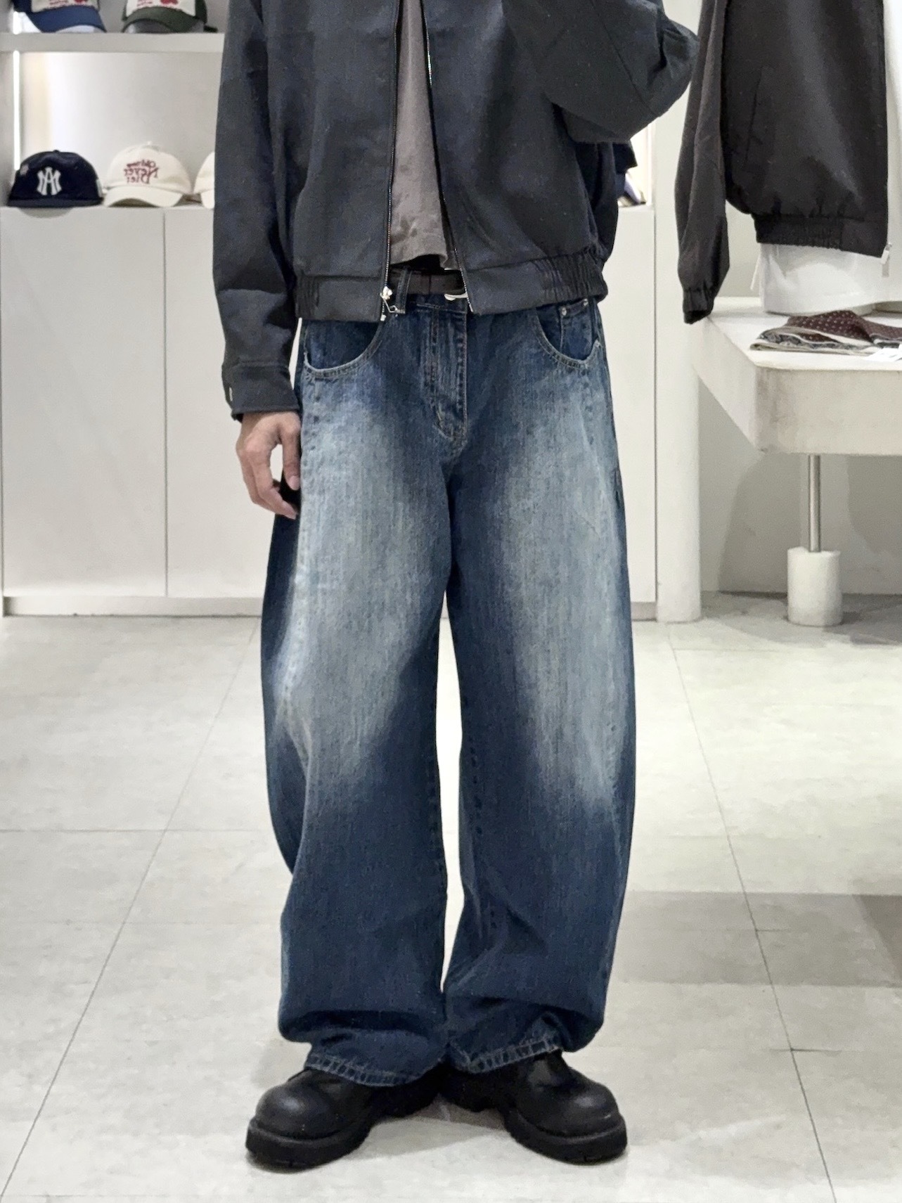 （現貨）NJ266 韓系 霧化刷白 褲管磨損設計 牛仔褲