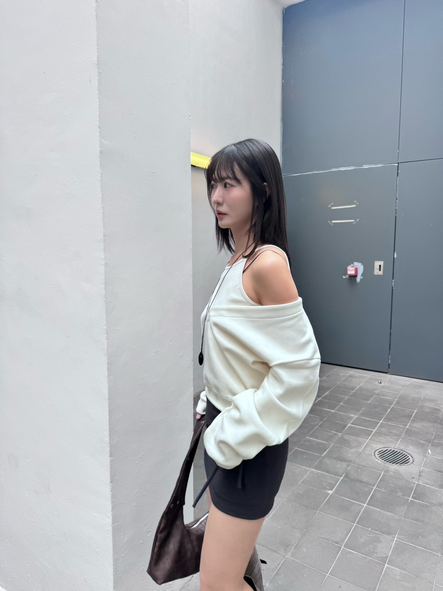 (杏現貨/訂購)V領衛衣背心套裝 T122 (杏/淺灰/黑)