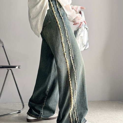 ClASSICAL ELF x JaVa 寬鬆 闊腿 牛仔褲 流蘇設計 純棉 77597081