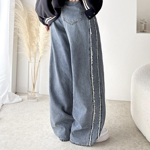 ClASSICAL ELF x JaVa 寬鬆 闊腿 牛仔褲 流蘇設計 純棉 77597081