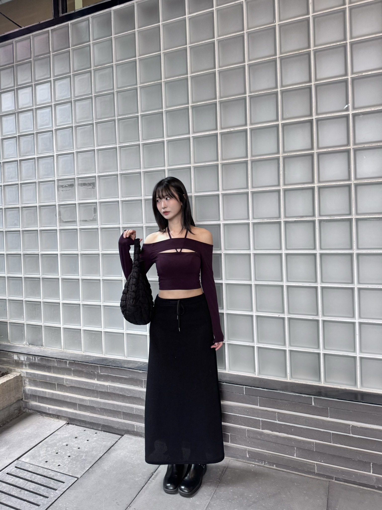 黑現貨/訂購)小性感掛帶短上衣 T1227(暗紫紅/黑/白)