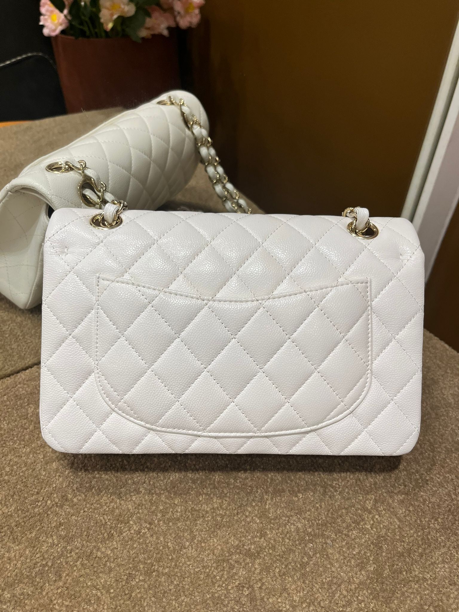 Chanel CF 小號荔枝紋白色芯片 24年 （二手99%new）