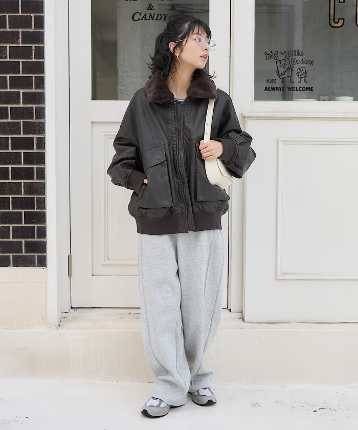 FREAK'S STORE / 2-way faded fur collar leatherette Blouson