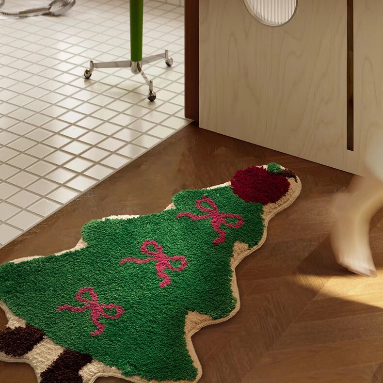 《6459》綠色聖誕樹毛絨地毯