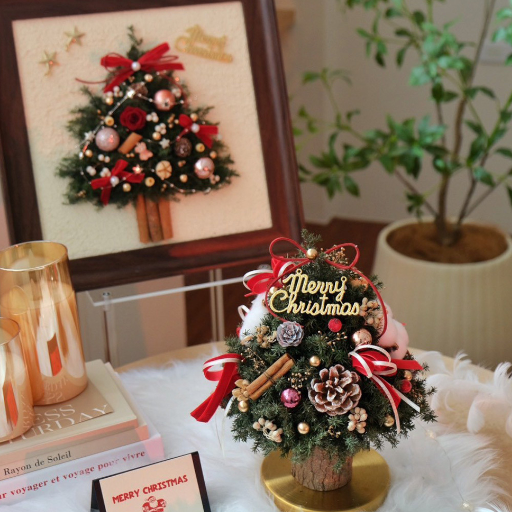 簡約雪松聖誕樹樹 經典紅 永生聖誕樹