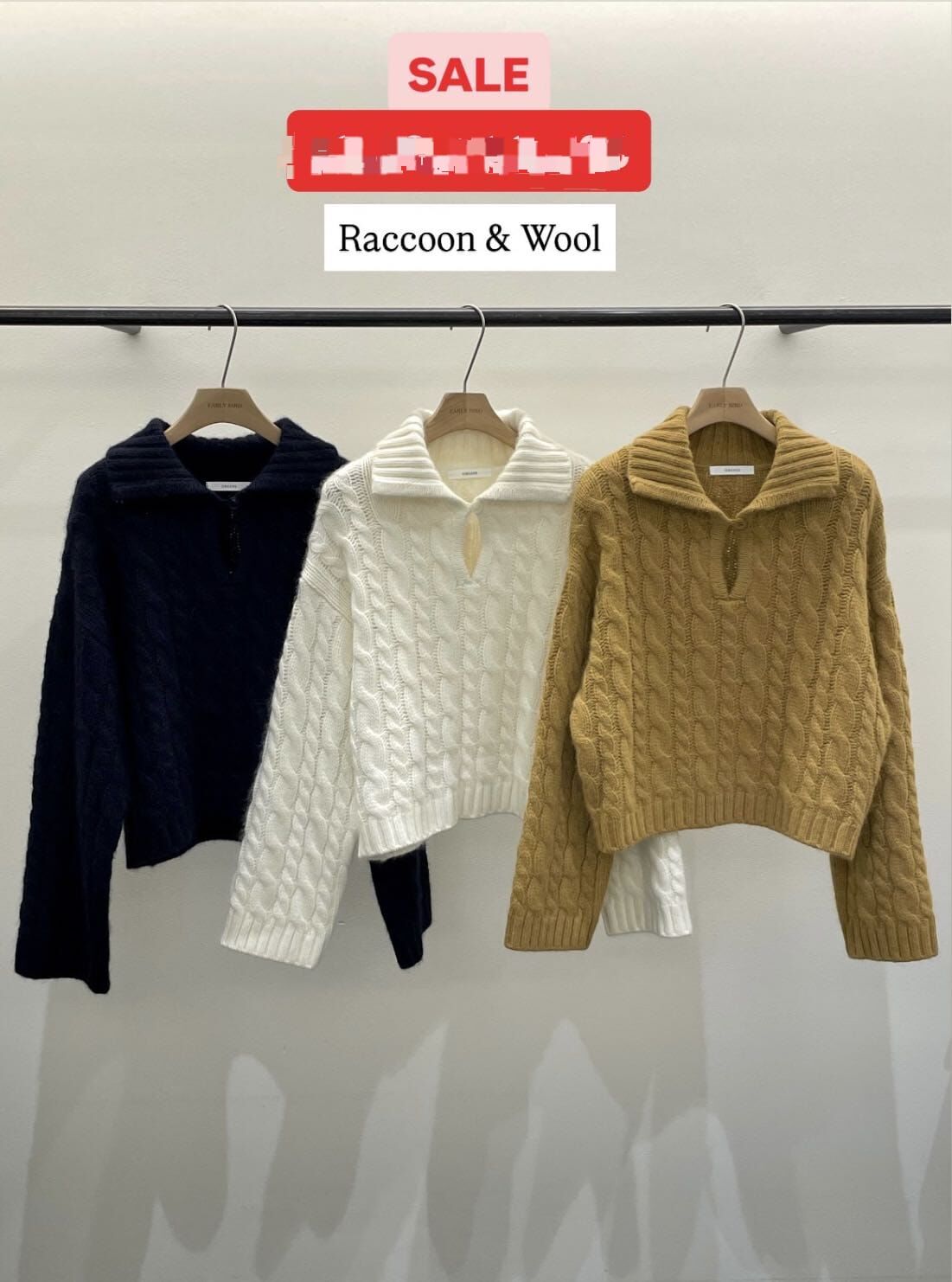 OB5311 麻花織紋反領毛衣 *特價* (優惠碼同充值購物金不適用)