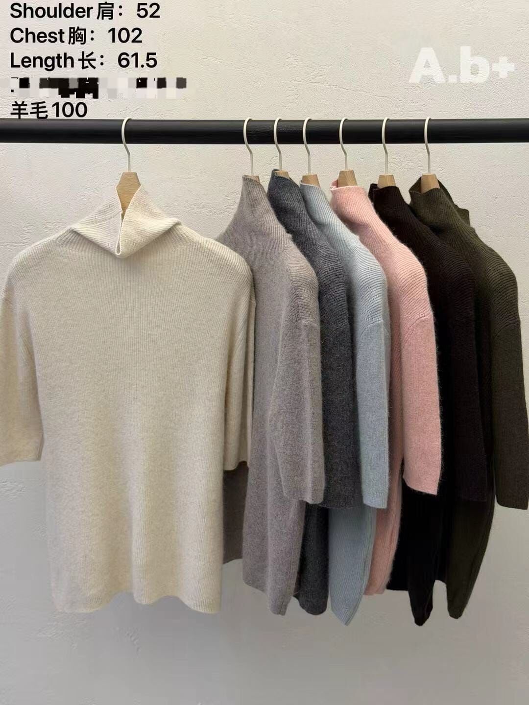 ABB5333 坑紋高領短袖上衣