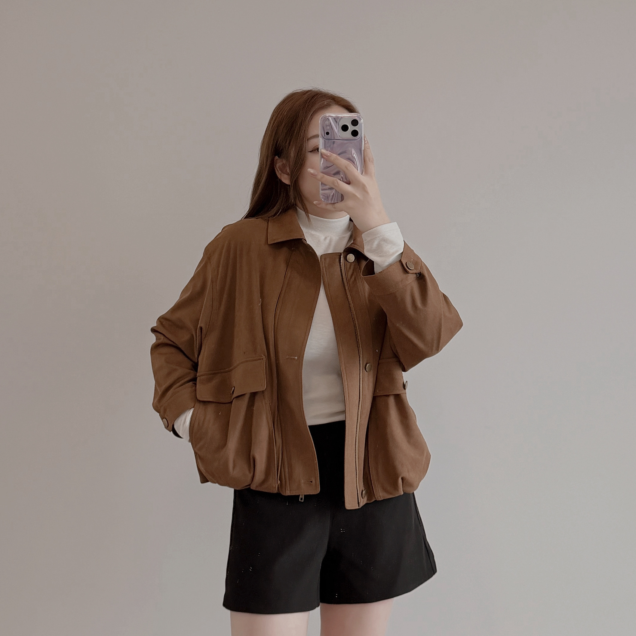 現貨 7340 軟糯牛皮絨寬鬆Bomber Jacket