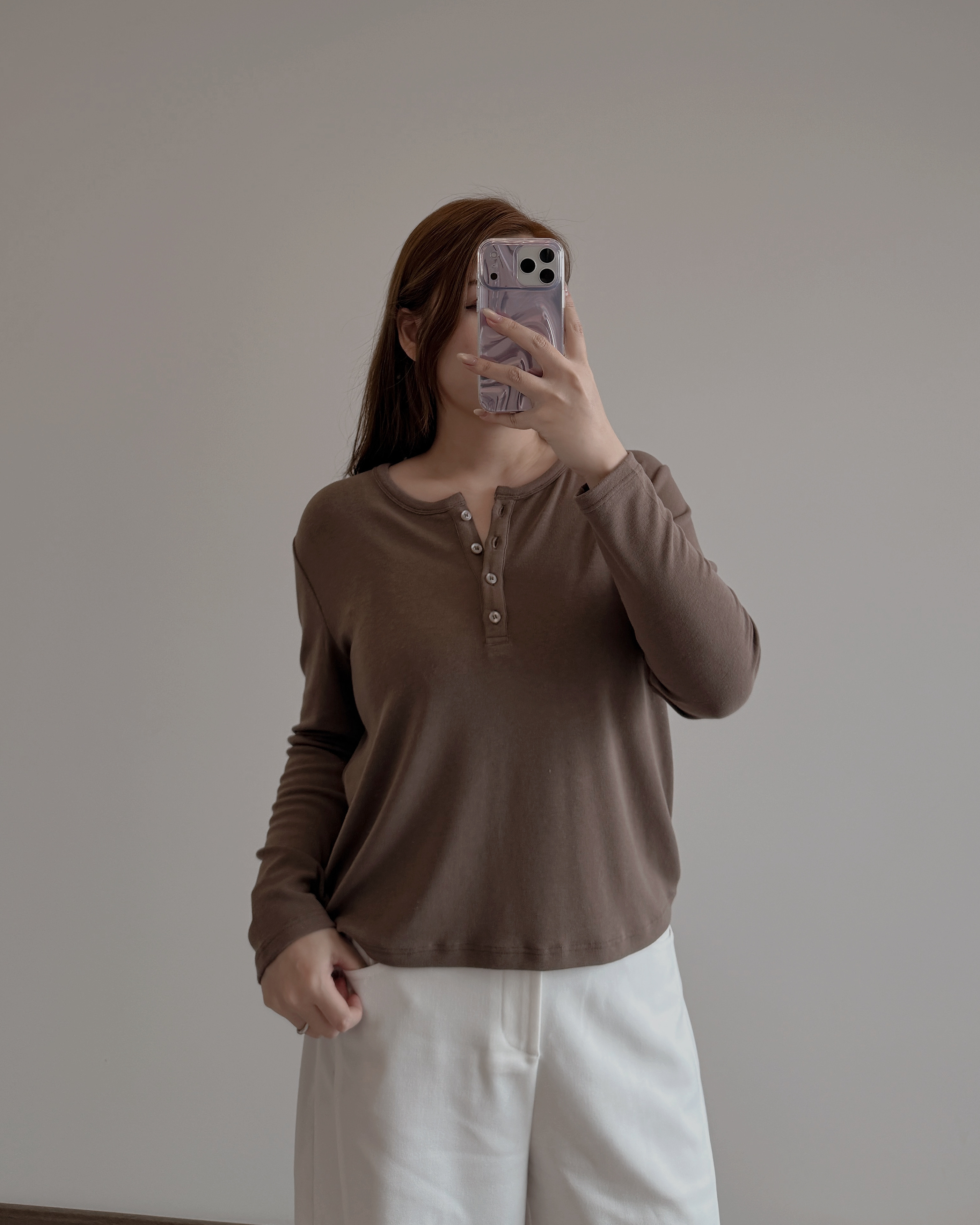 現貨 7342 亨利領糯感軟滑長袖