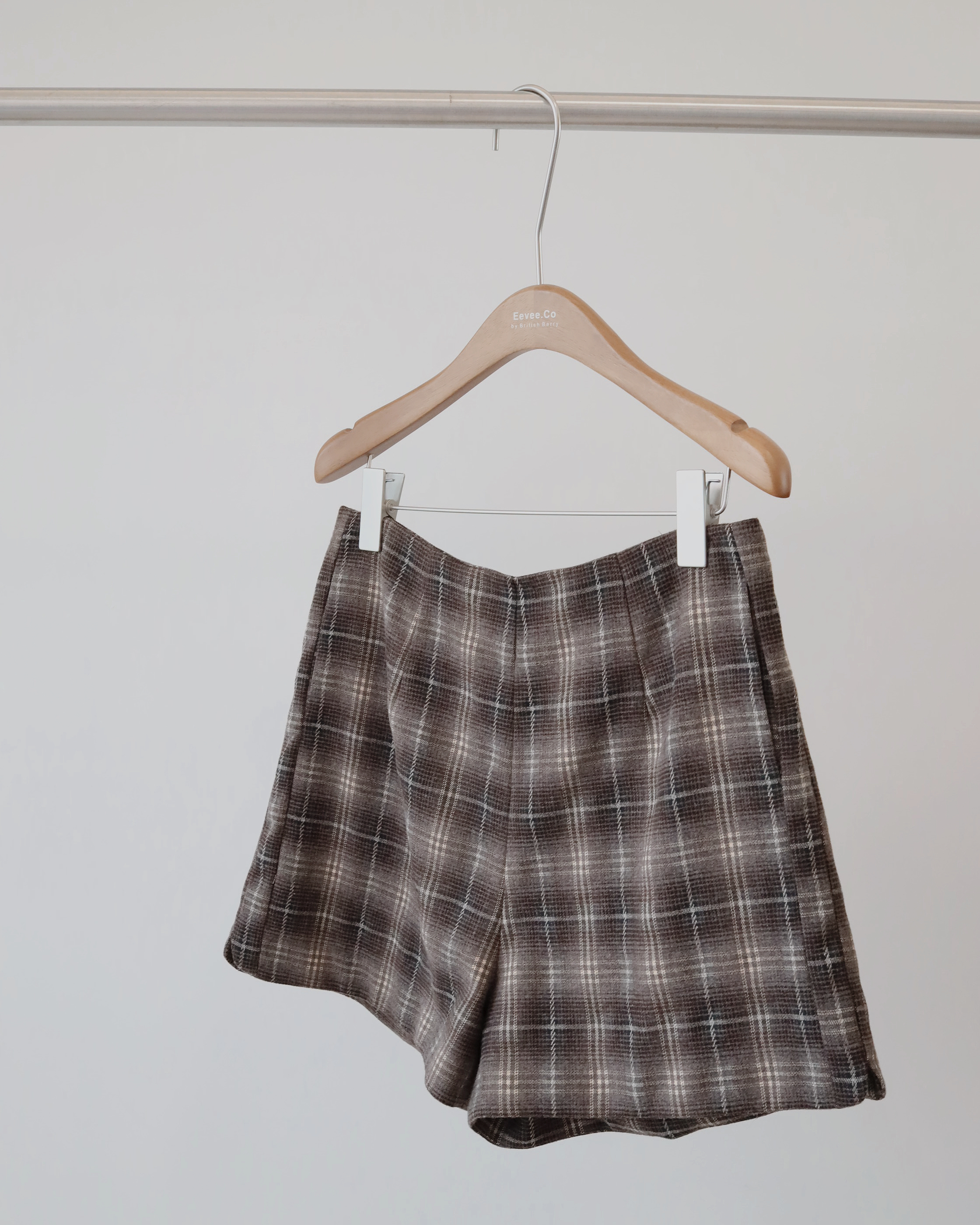 現貨 7352 復古啡格仔A-line短褲