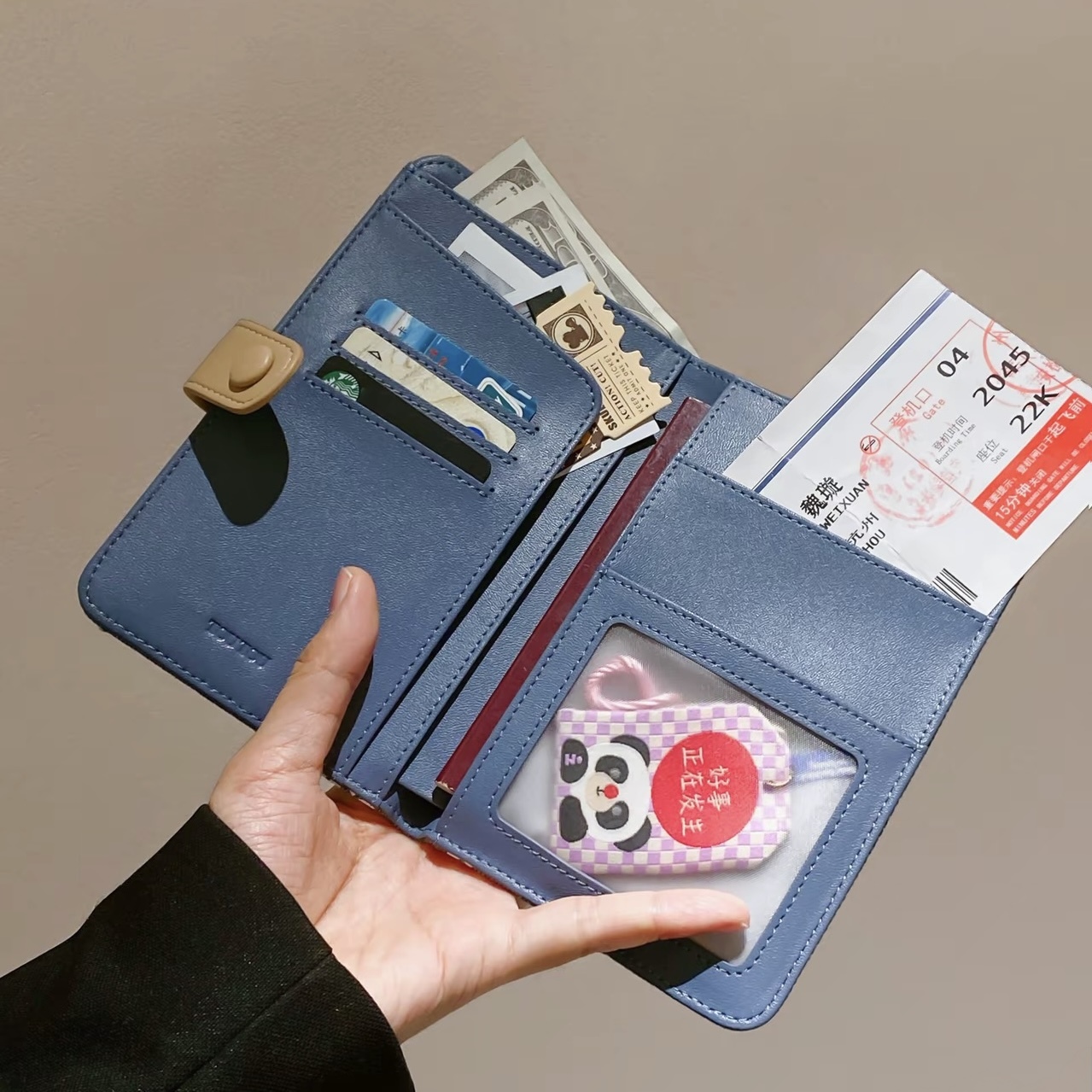 SANRIO HELLO KITTY x TOUTOU 凱蒂貓 護照夾 護照套 收納包 多夾層 牛仔藍