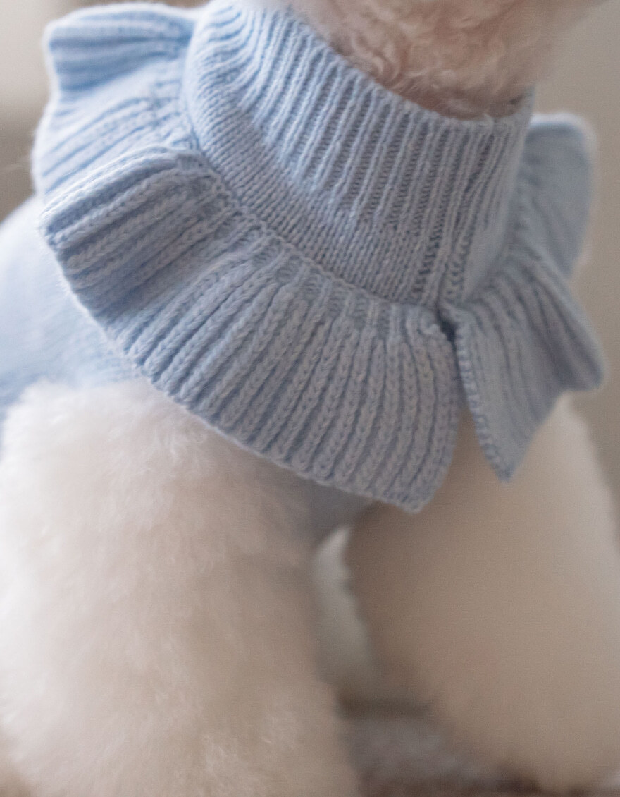 OPAAAP 花領針織毛衣_天藍