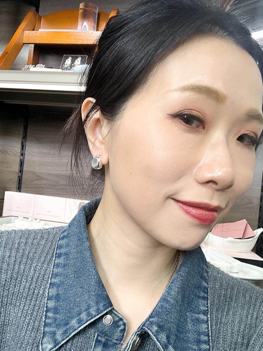 磨紗水滴 925純銀耳針 【不設退換】（純針耳針比較軟，有可能會微曲）