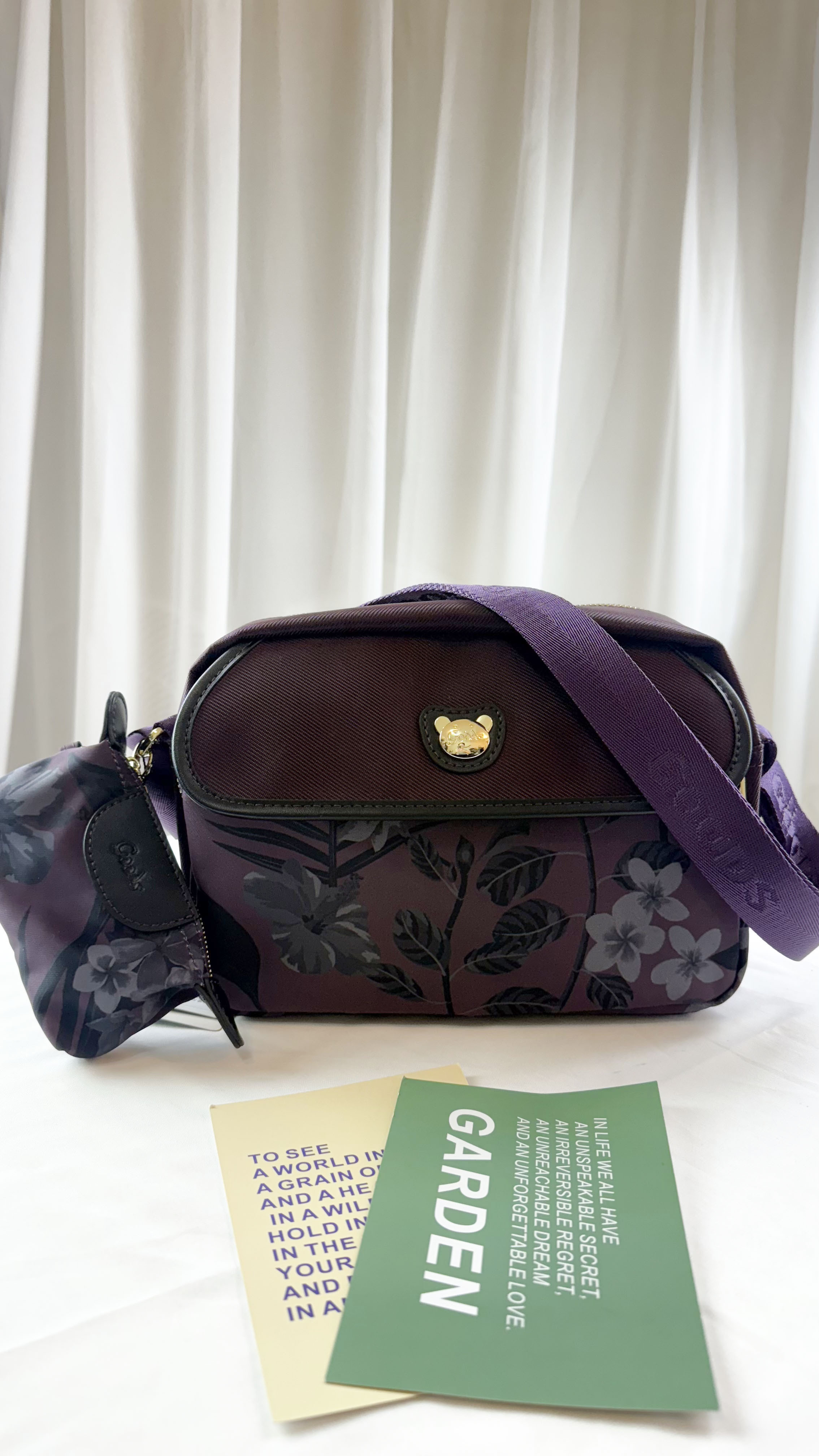 GOODS 紫花拼色防潑水側背包  附零錢包  #2901