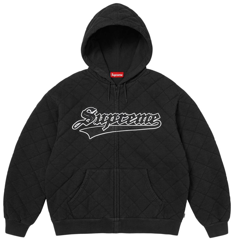 2025AW SUPREME QUILTED ZIP UP HOODED SWEATSHIRT 大學 LOGO 連帽 外套 夾克 現貨 FW25SW40