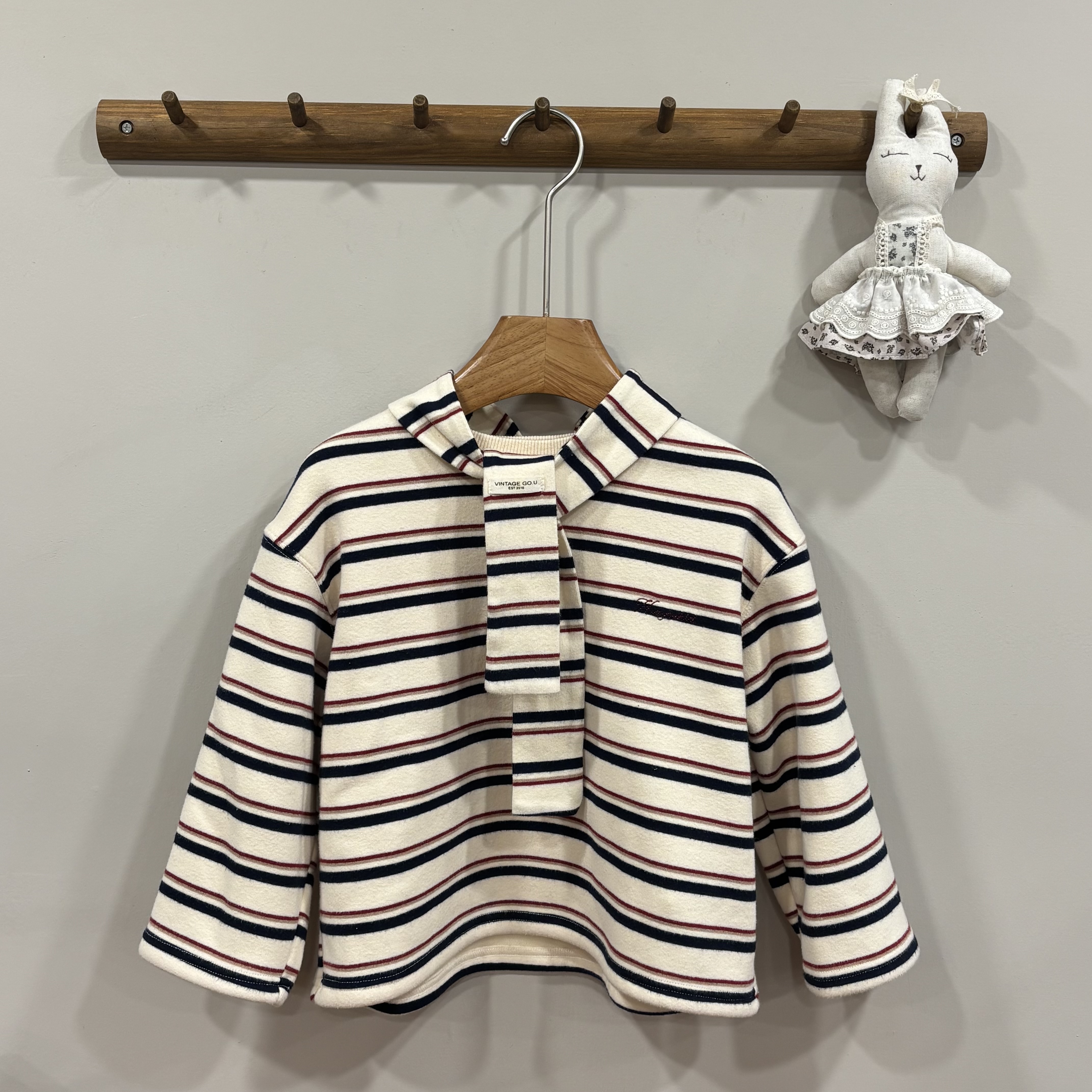 A03654內刷毛條紋上衣