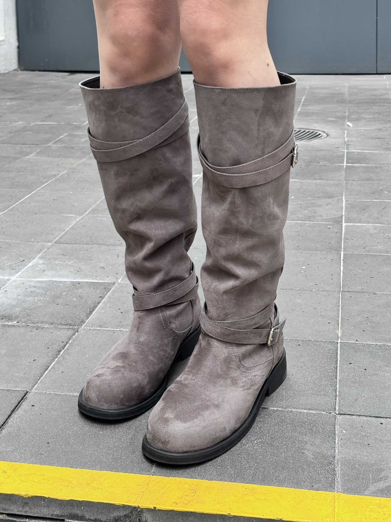 (訂購) 個性皺皺麂皮長靴 S1201(36-40)