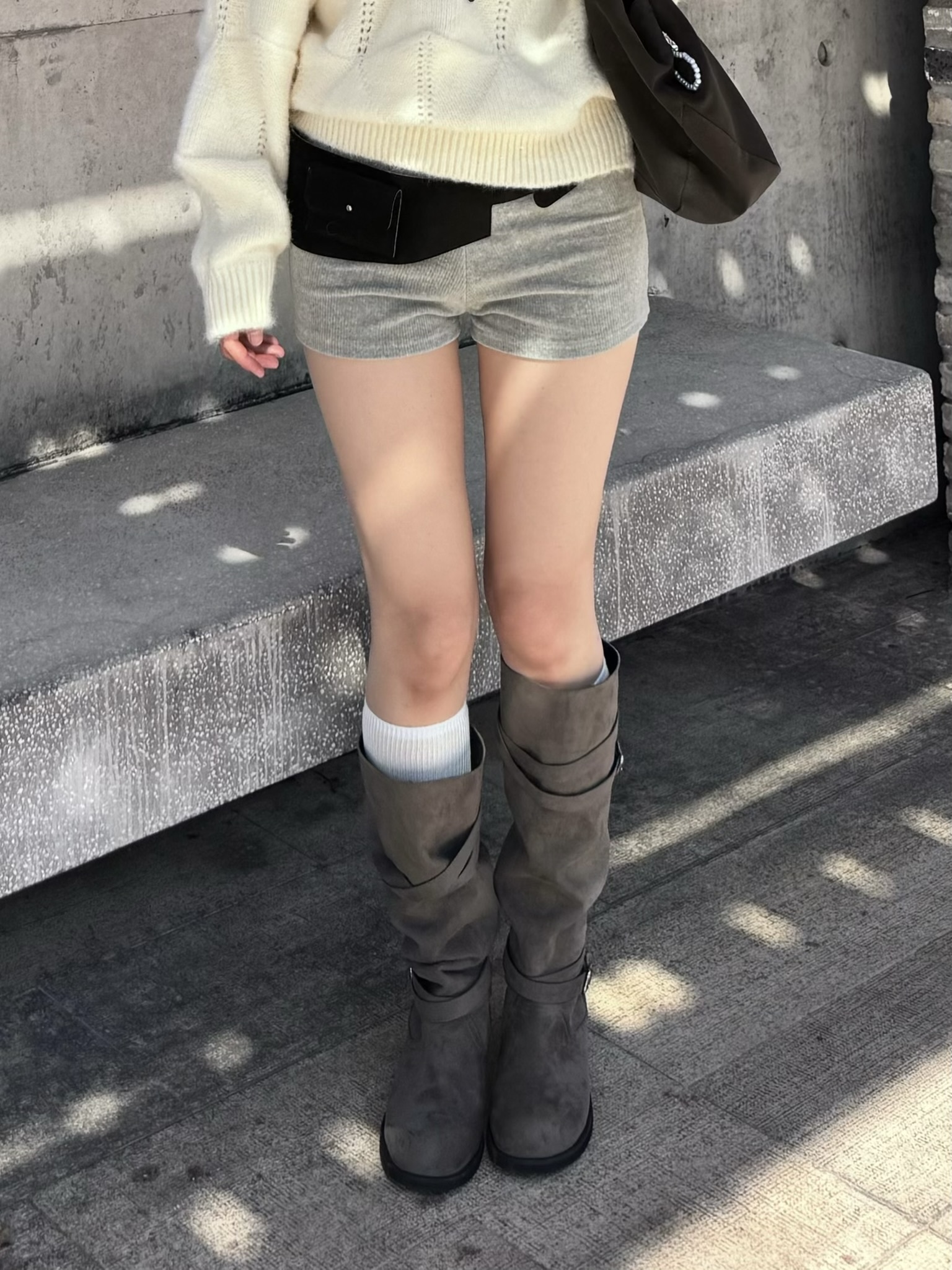 (訂購) 個性皺皺麂皮長靴 S1201(36-40)