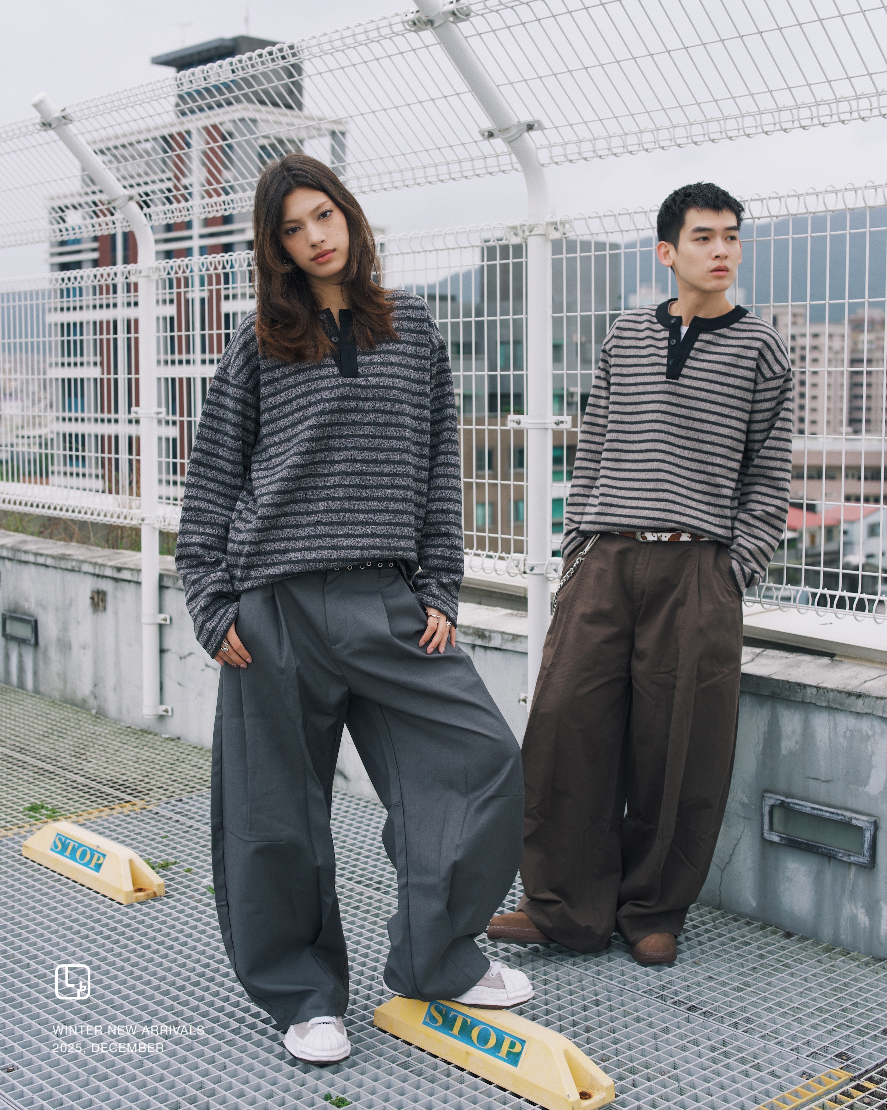 XIN SELECT 復古 寬鬆 彎刀褲 長褲 咖棕色 CK6905