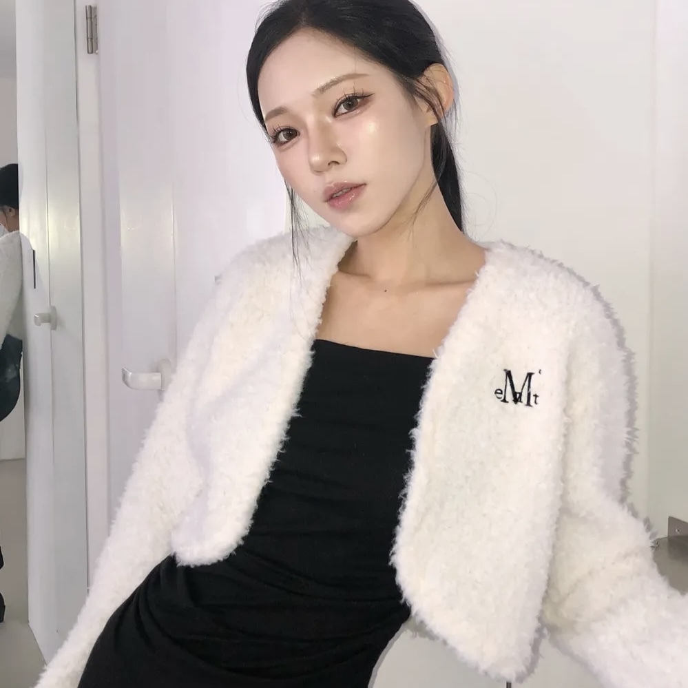 MUCENT MOVRIN FUR BOLERO CARDIGAN 短版 毛毛開襟衫 罩衫 韓國代購 兩色