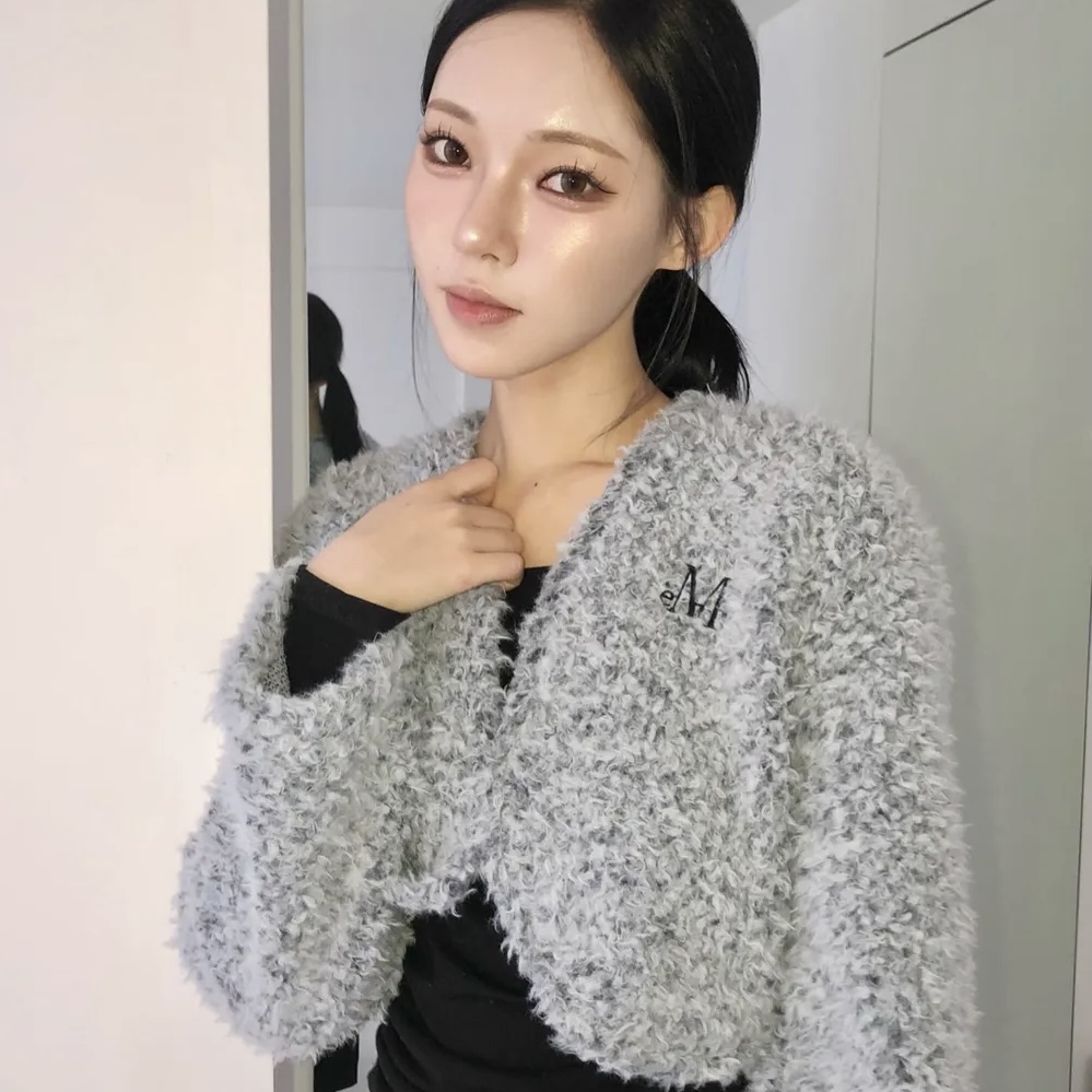 MUCENT MOVRIN FUR BOLERO CARDIGAN 短版 毛毛開襟衫 罩衫 韓國代購 兩色