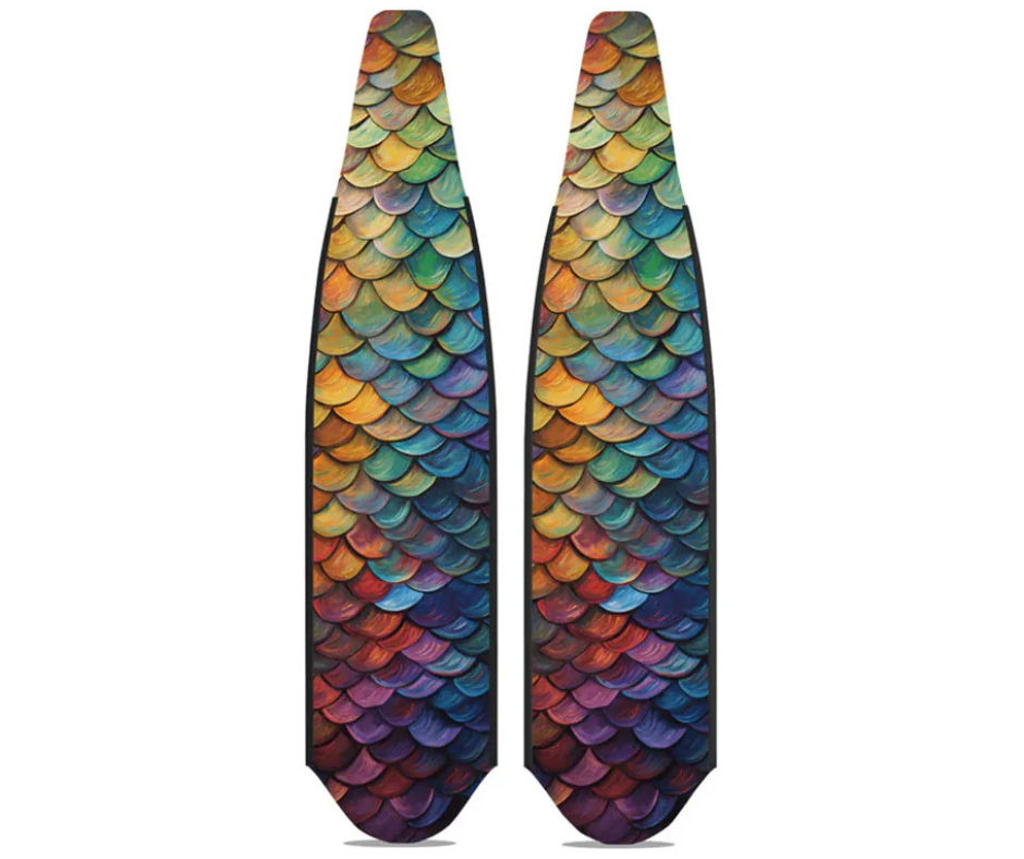 ▲DiveR 全碳纖維長蛙板-海王魚鱗 (彩色)