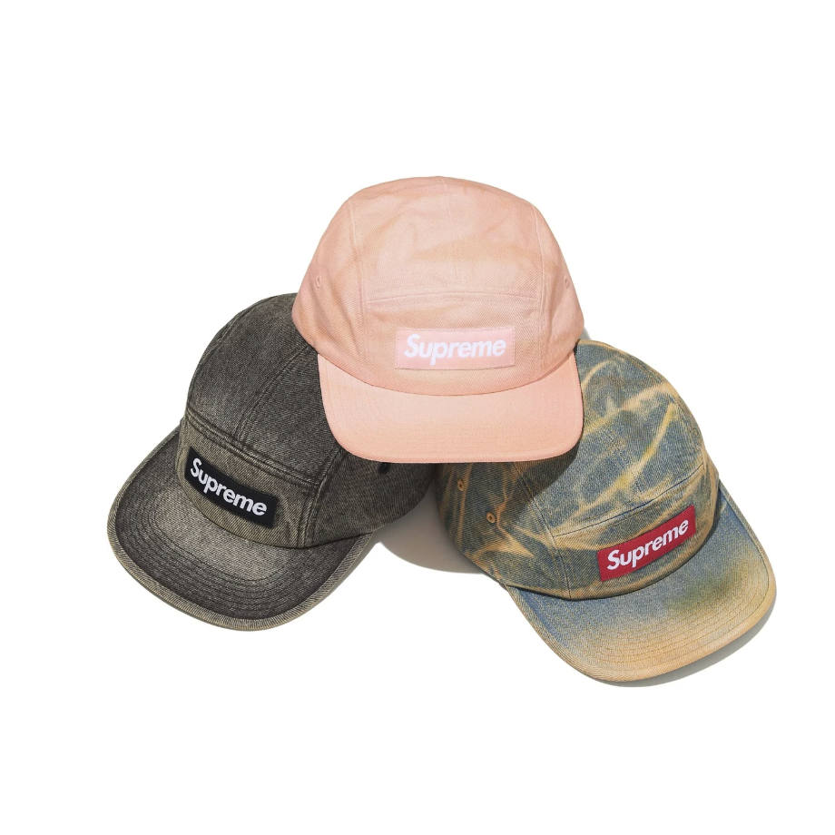 SUPREME DENIM CAMP CAP FW25 13OZ 單寧 五分割帽 單寧/黑色/粉紅