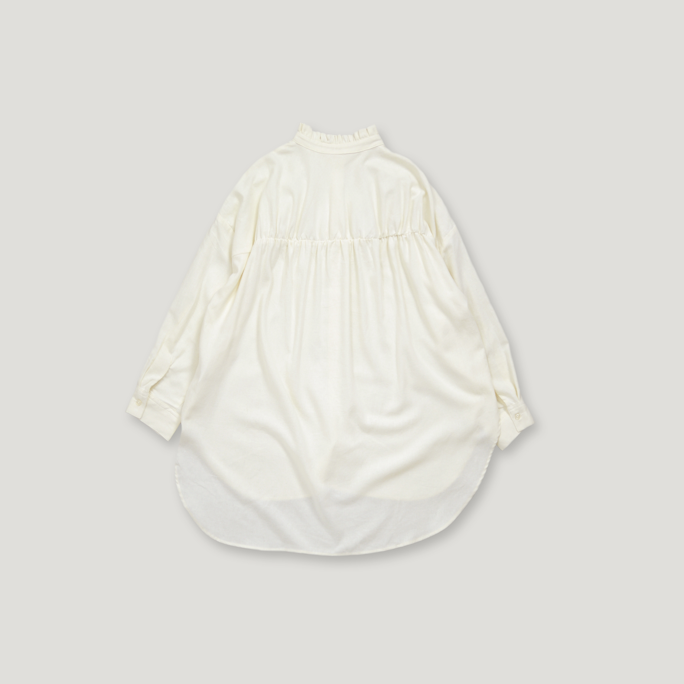 J.P.L. 褶邊領棉絨弧形襯衫