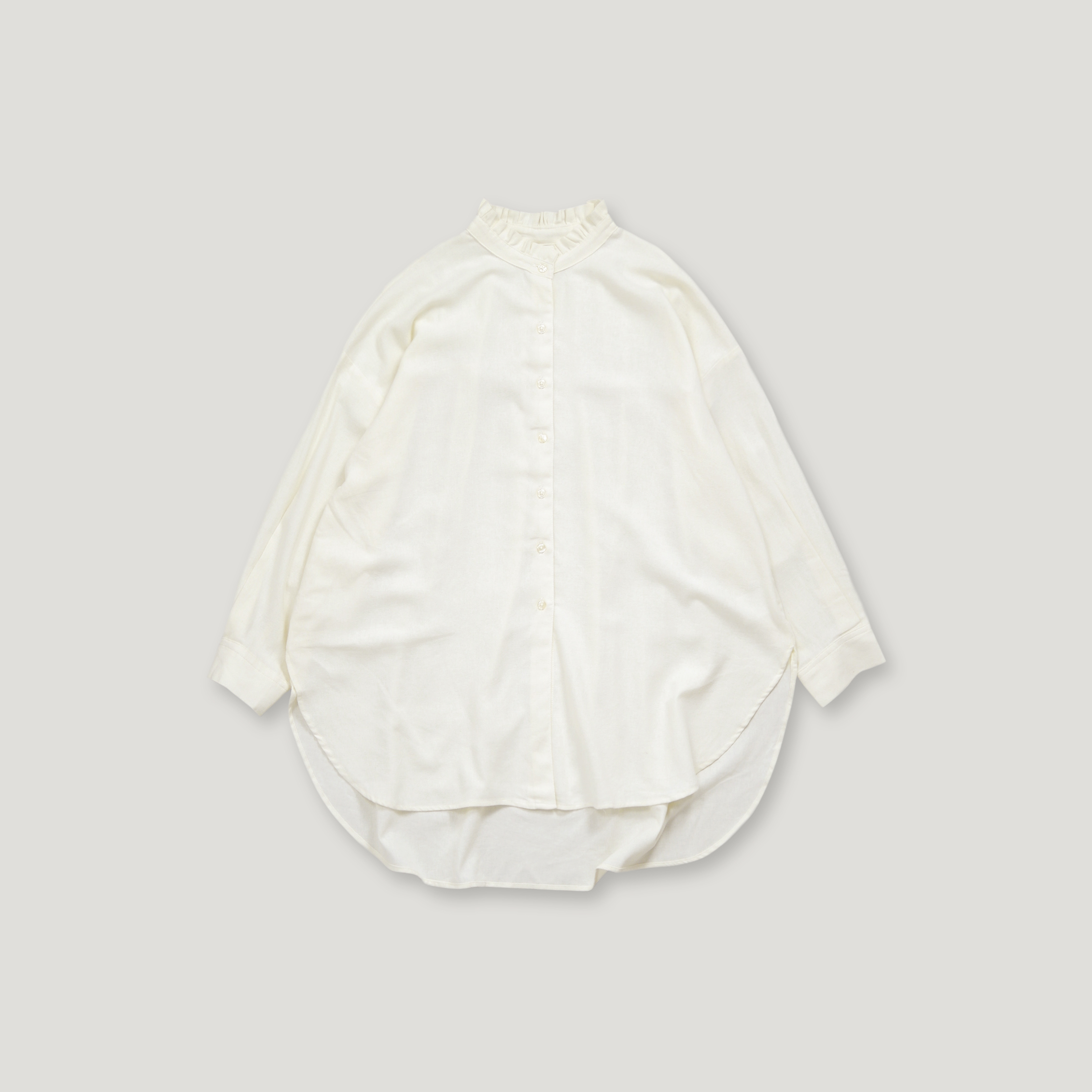 J.P.L. 褶邊領棉絨弧形襯衫