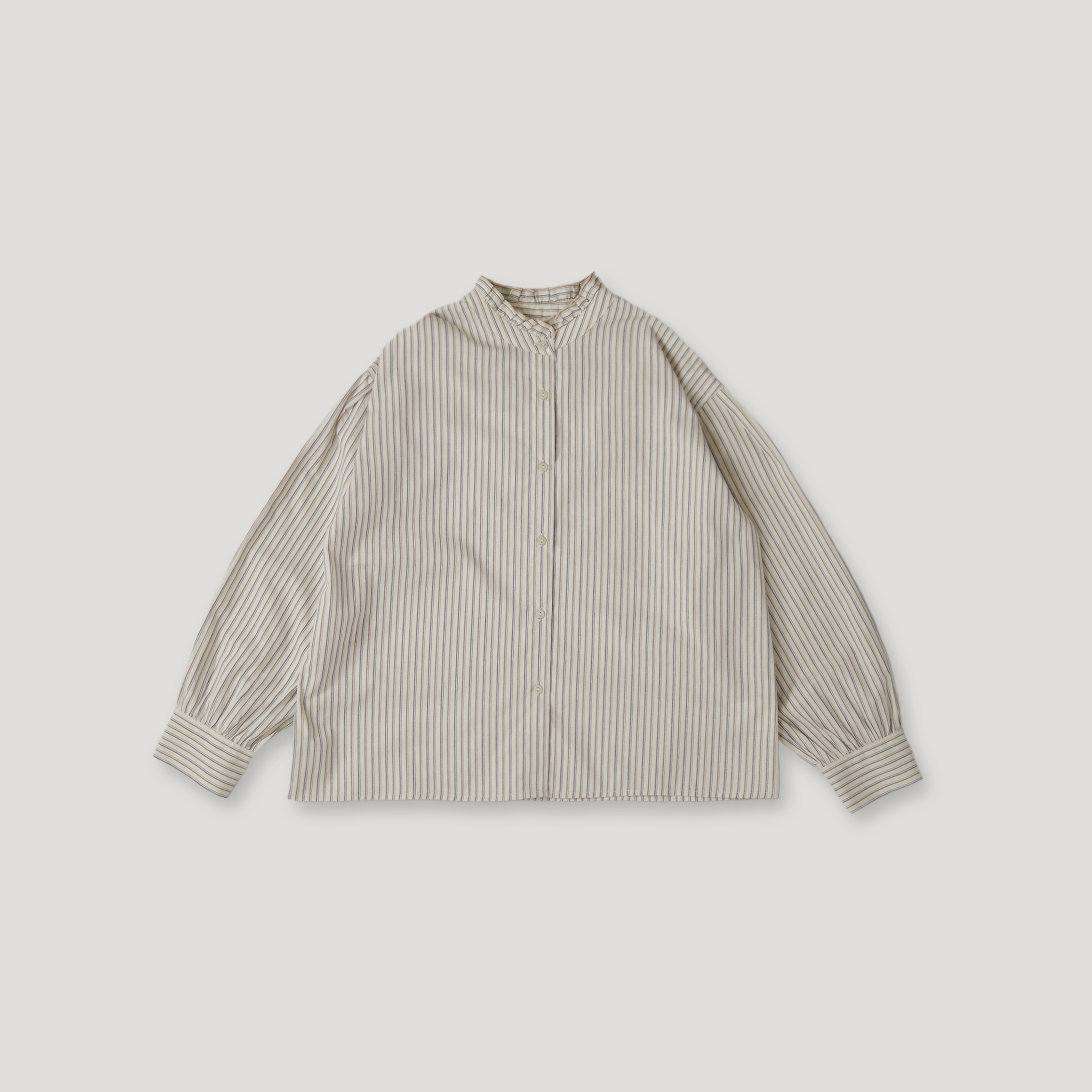 J.P.L. 褶邊領豎紋水洗棉箱型襯衫╭ 2色 ╮
