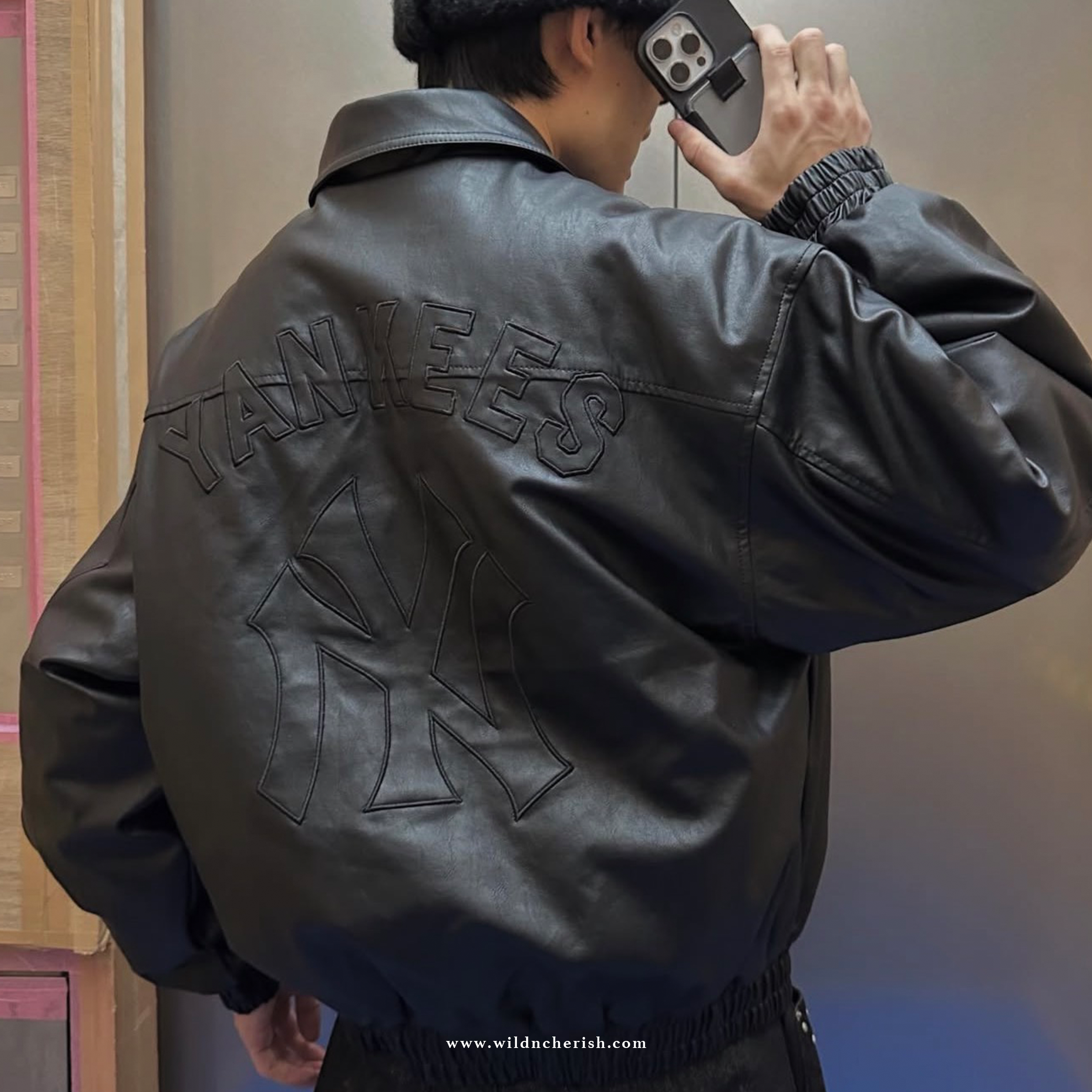 預訂 | Perushu × MLB Synthetic Leather Puffer Jacket 鋪棉外套