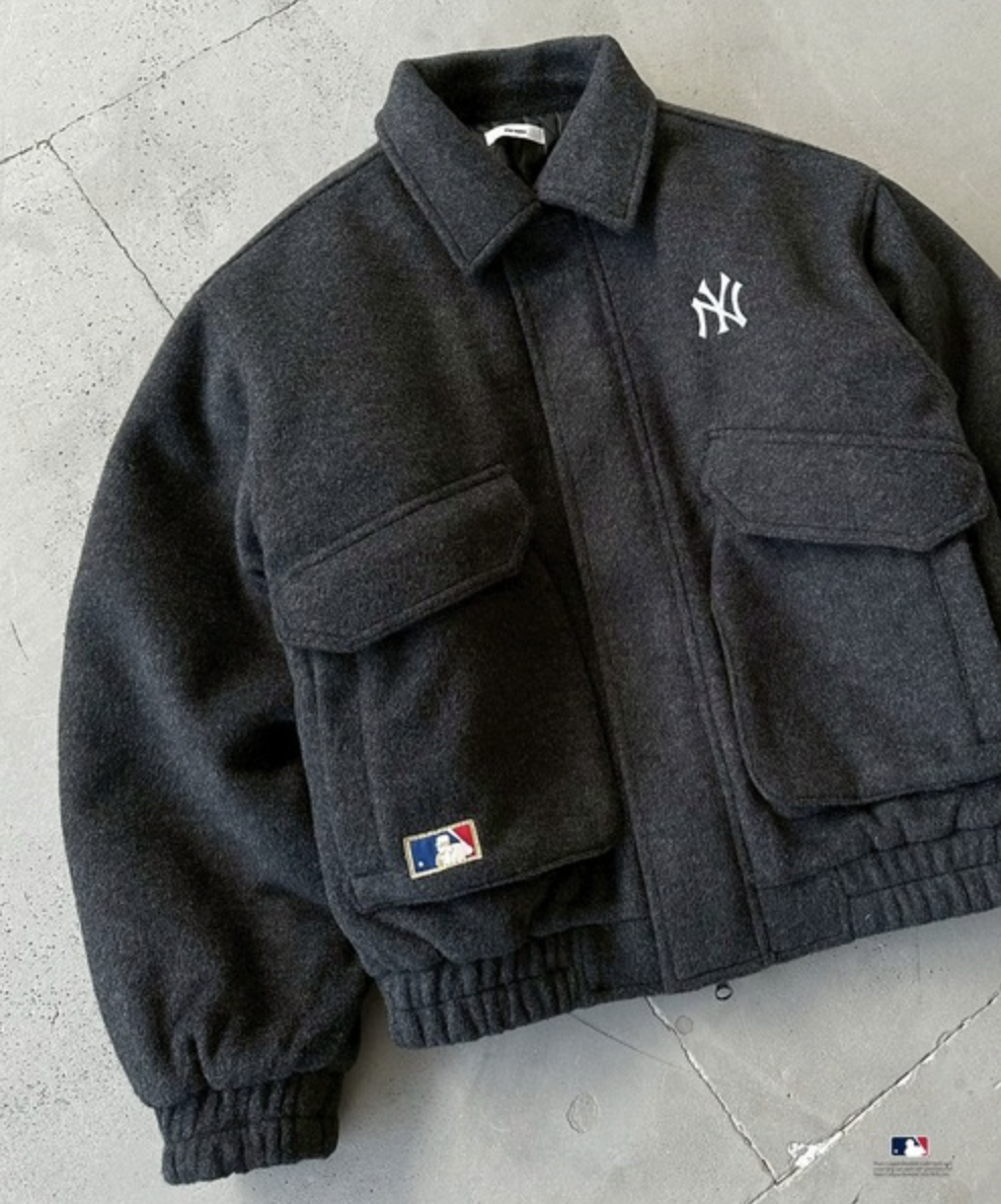 預訂 | Perushu × MLB  Wool Blend Double Pocket Jacket 羊毛混紡