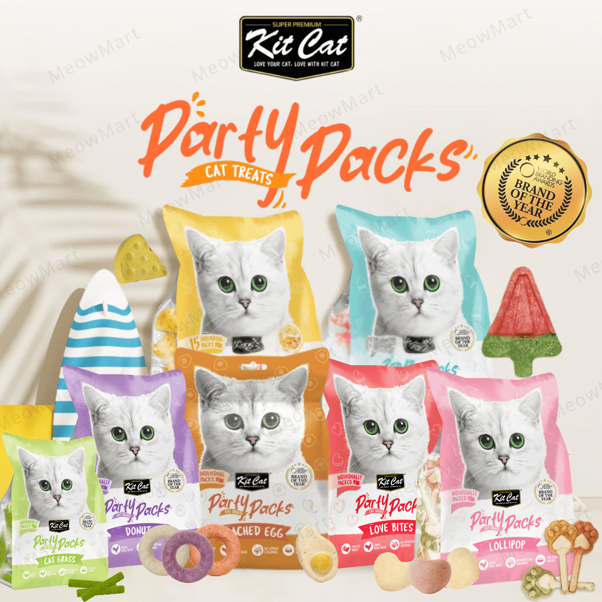Kit Cat Party Packs Freeze-Dried Treats For Cats (7 types)