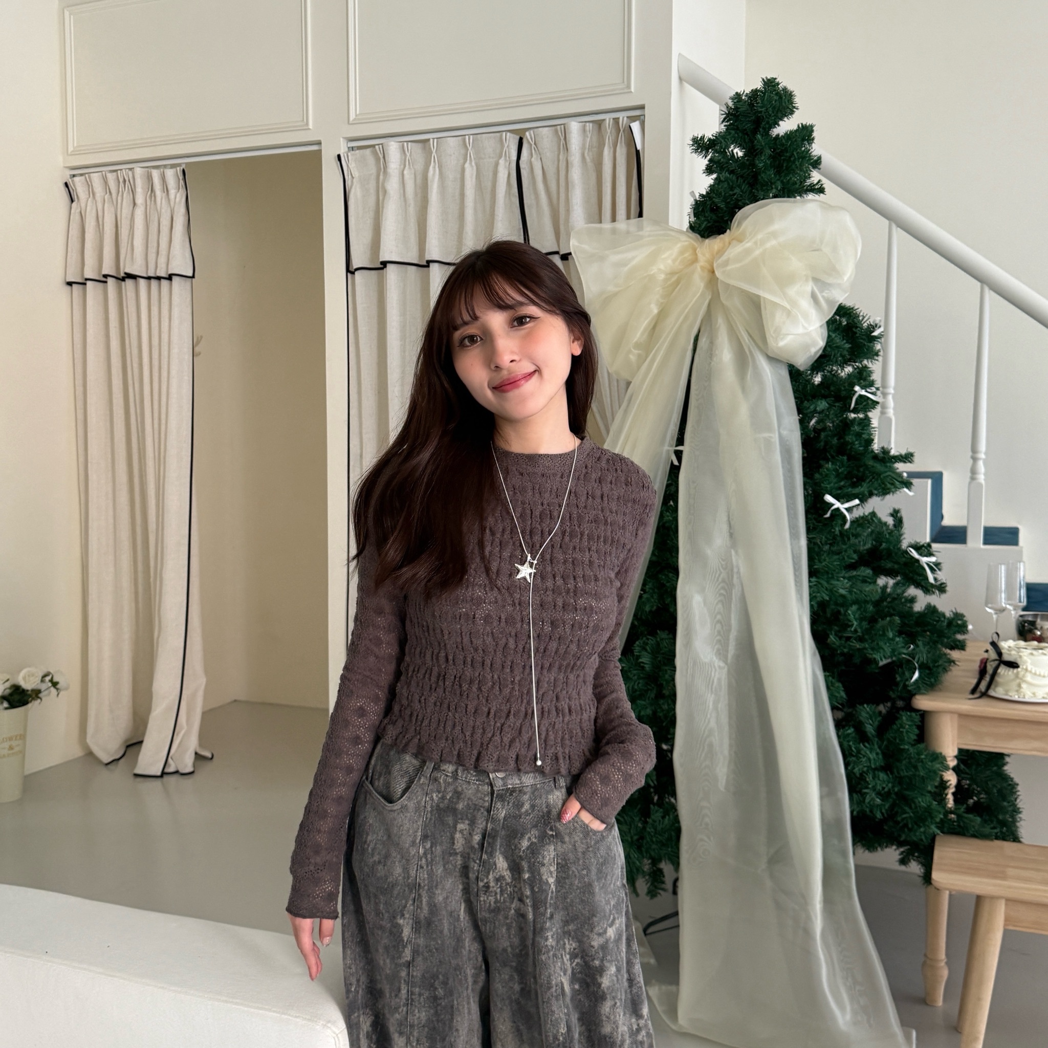 咖咖灰灰短針織短版上衣 85372