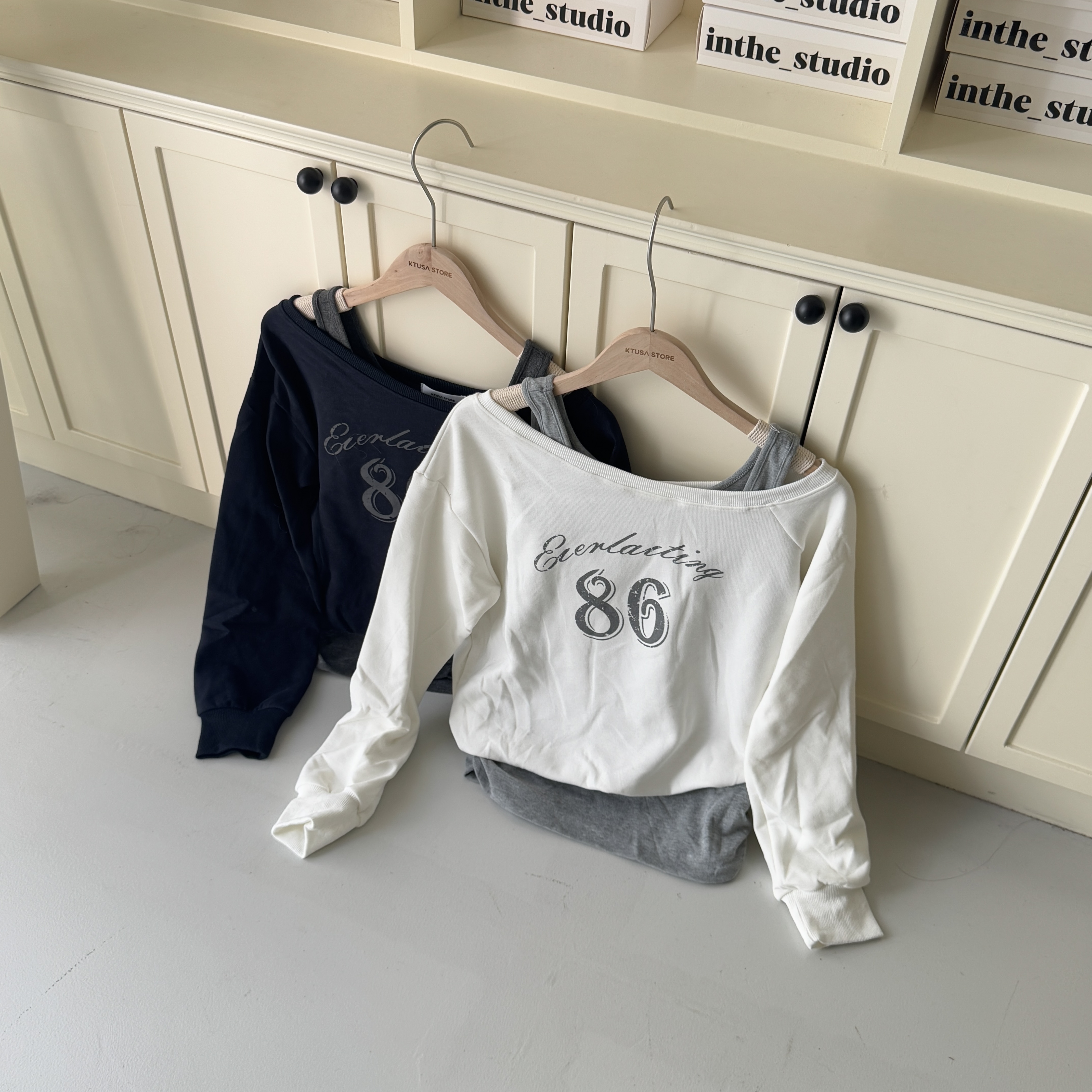 86斜肩假兩件式上衣 808981