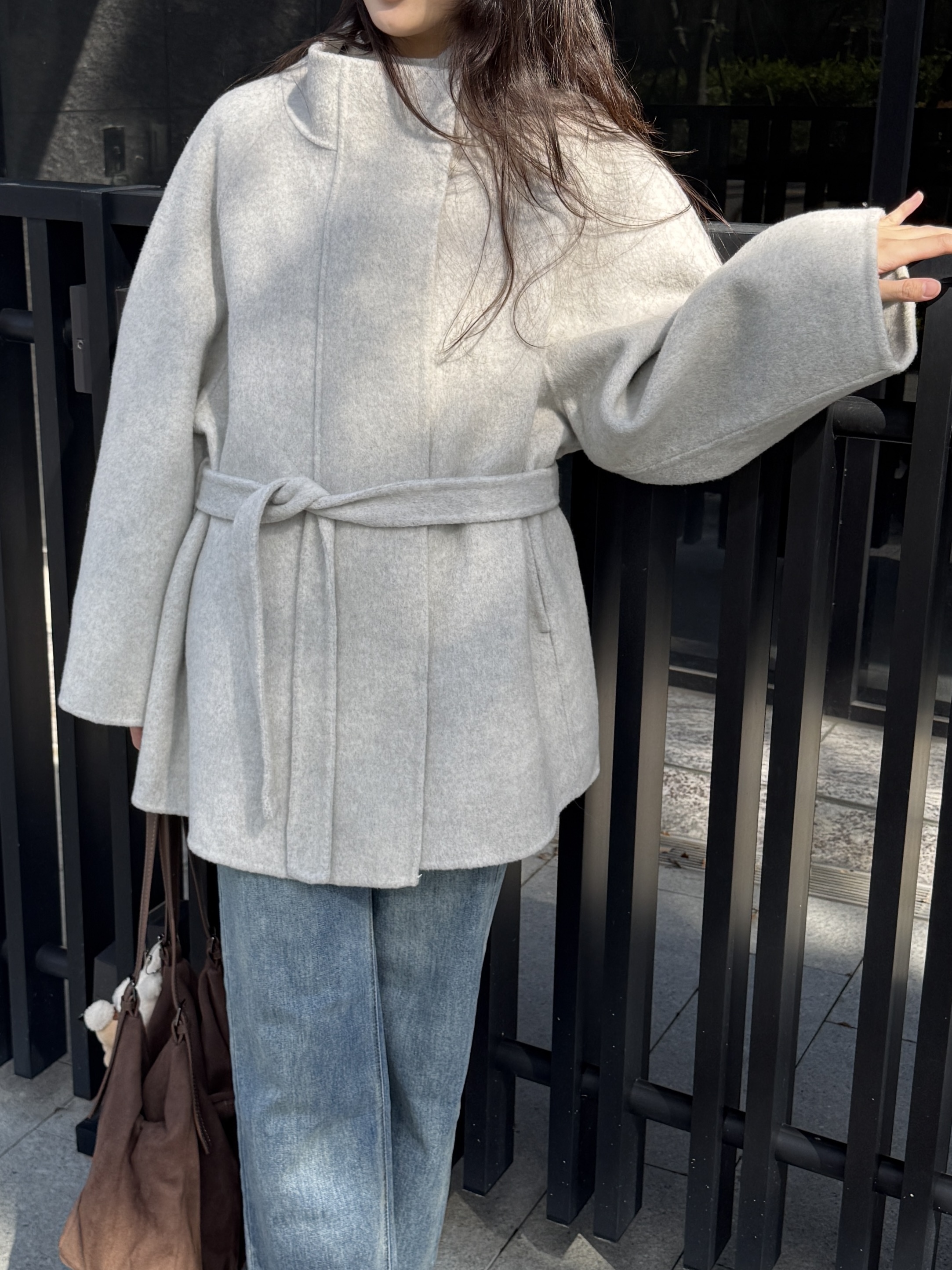 羊毛綁帶毛呢大衣*2色