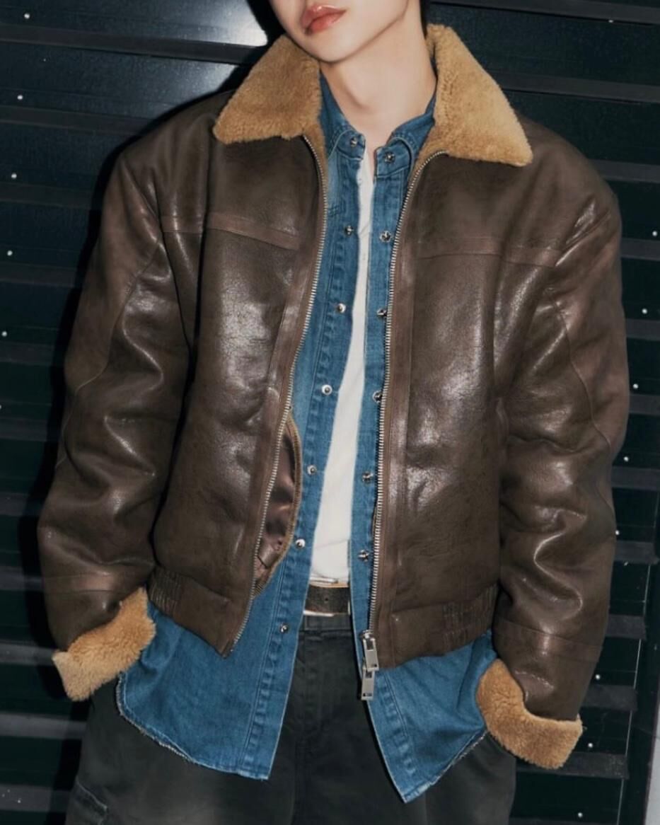 毛毛領拉鍊合成皮褸 Tac-0345JK