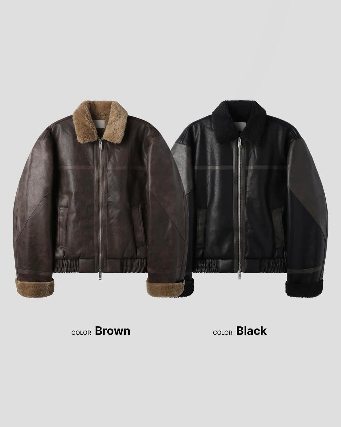 毛毛領拉鍊合成皮褸 Tac-0345JK