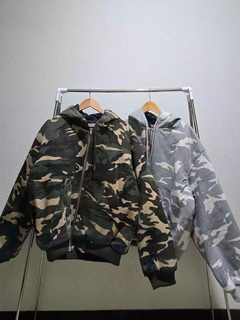 迷彩連帽拉鍊外套(薄夾棉) Tac-0346JK