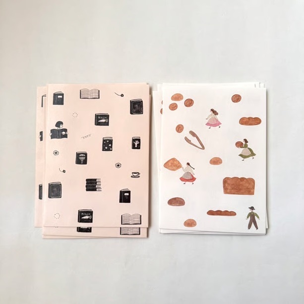 日本Necktie．書本和蓬鬆的麵包 紙袋(2款10入)