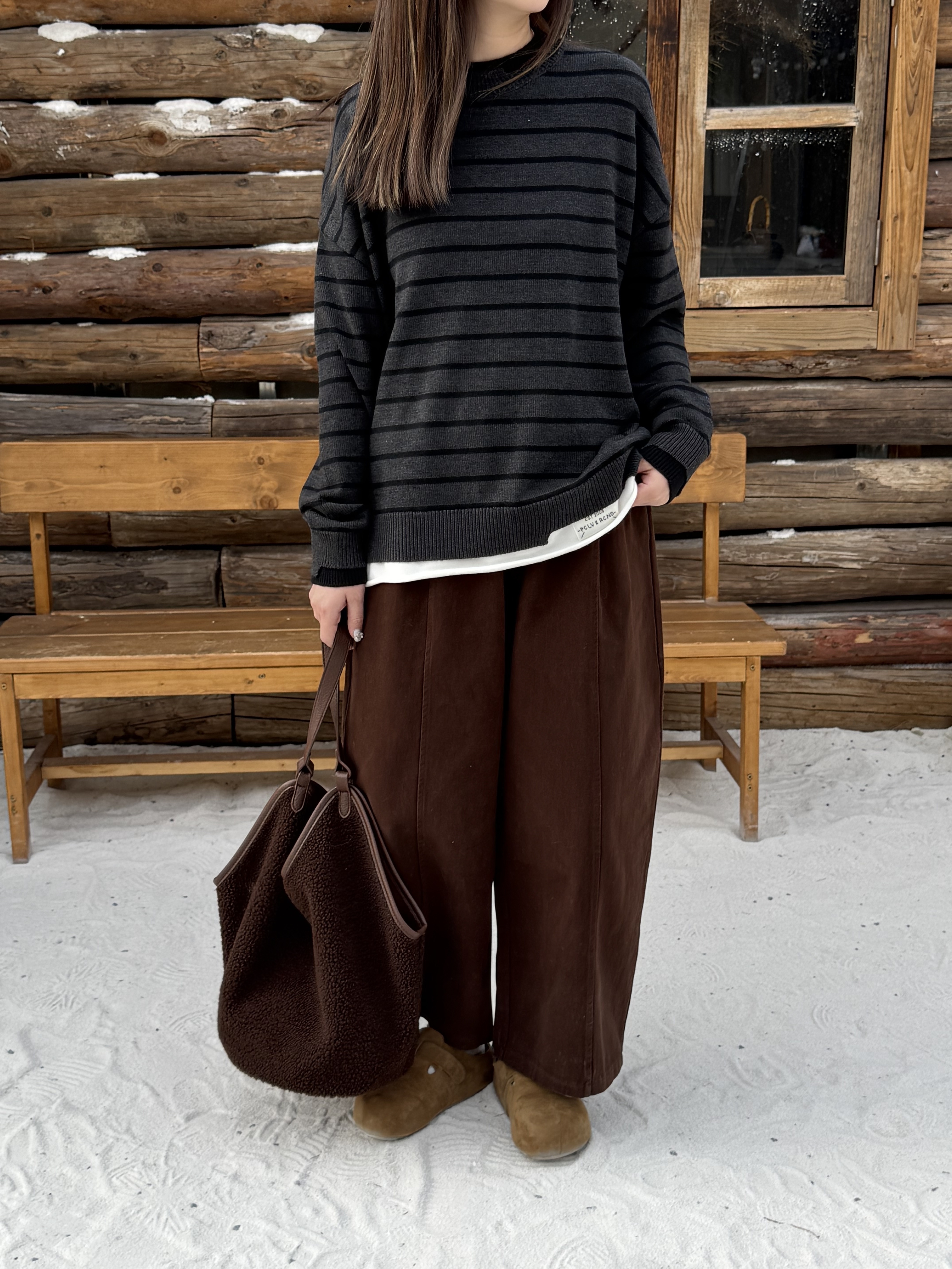 假兩件條紋針織上衣