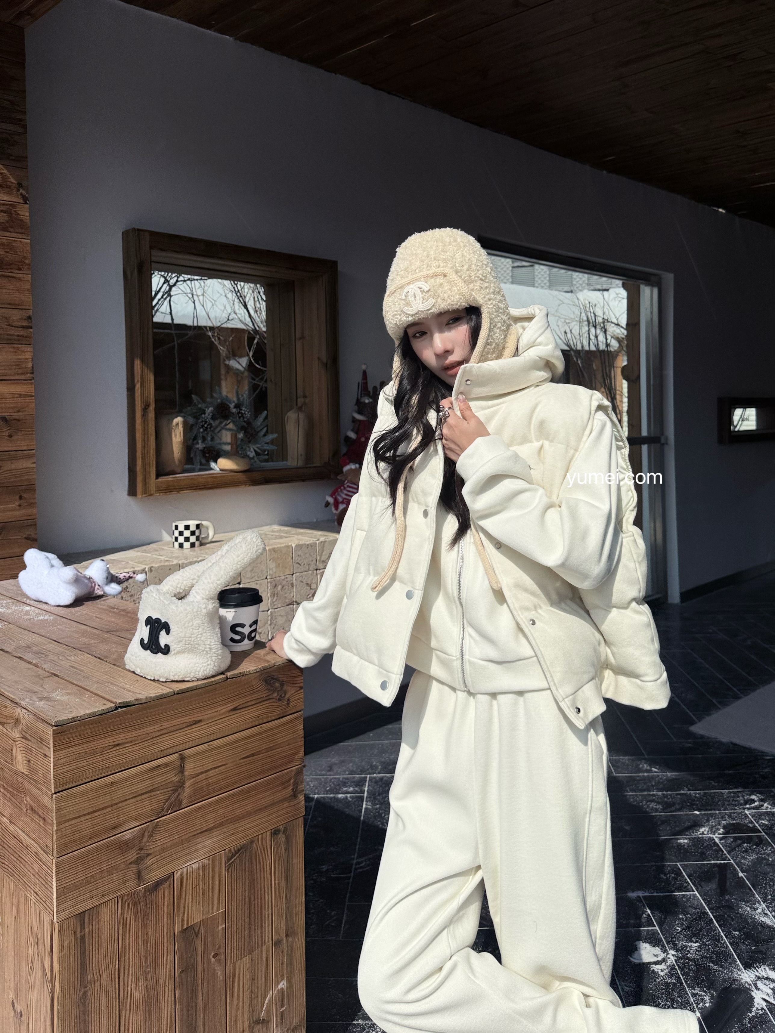 【現貨】 鋪棉背心內刷毛三件套(灰/白/奶茶)