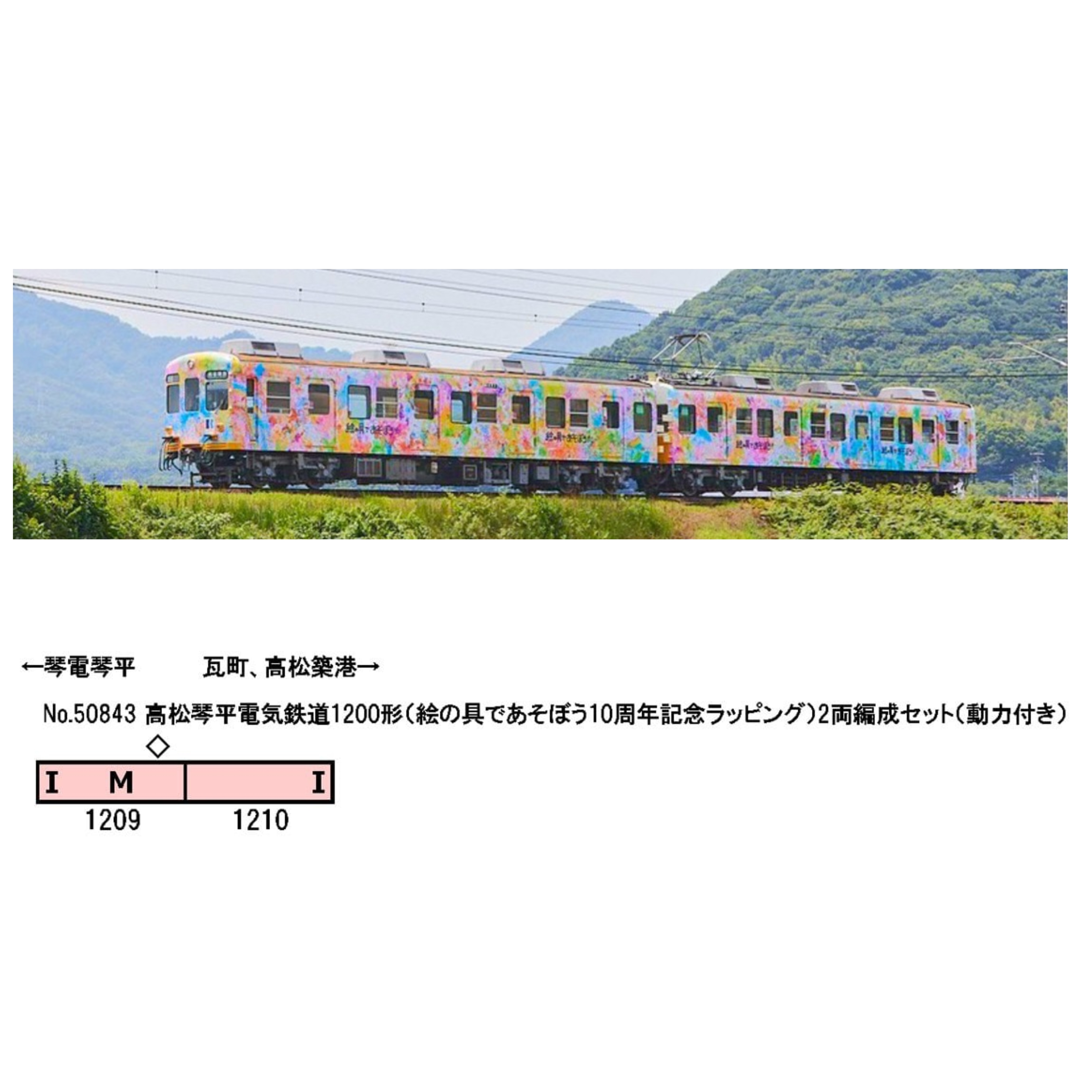 琴子 預訂) GREENMAX 50843 高松琴平電気鉄道1200形 (絵の具であそぼう10