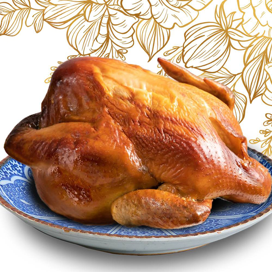 【拜拜可用】蜜香甘蔗全雞 (含頭帶腳1.8kg) | 熟齡土雞 | 古法煙燻