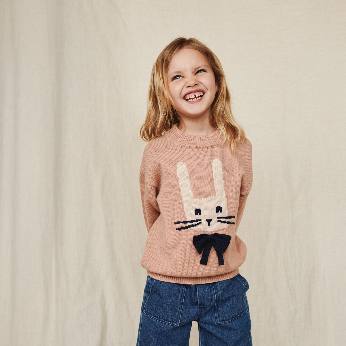 〖 Liewood 〗柔粉色兔兔針織上衣