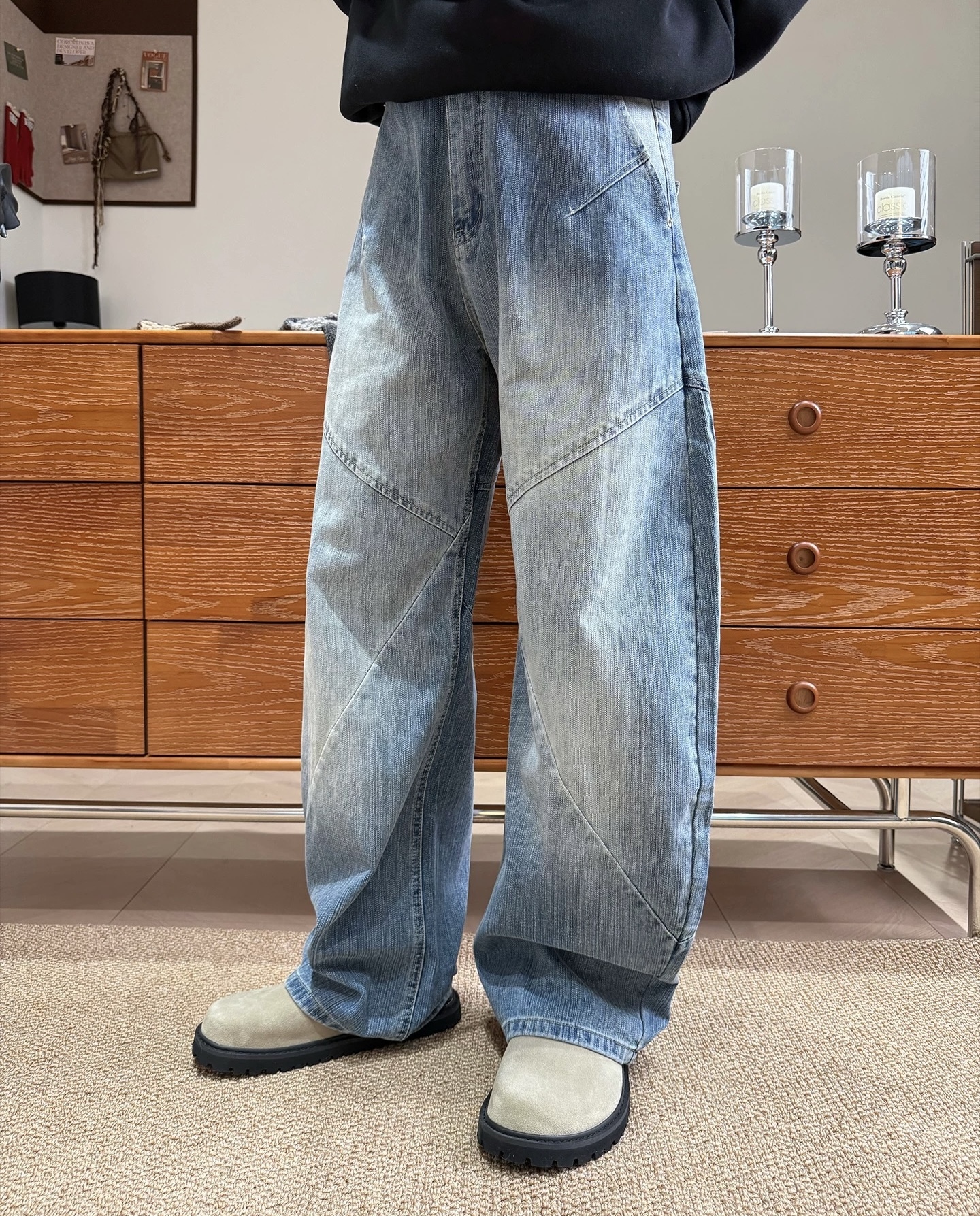 淺藍牛仔彎刀褲