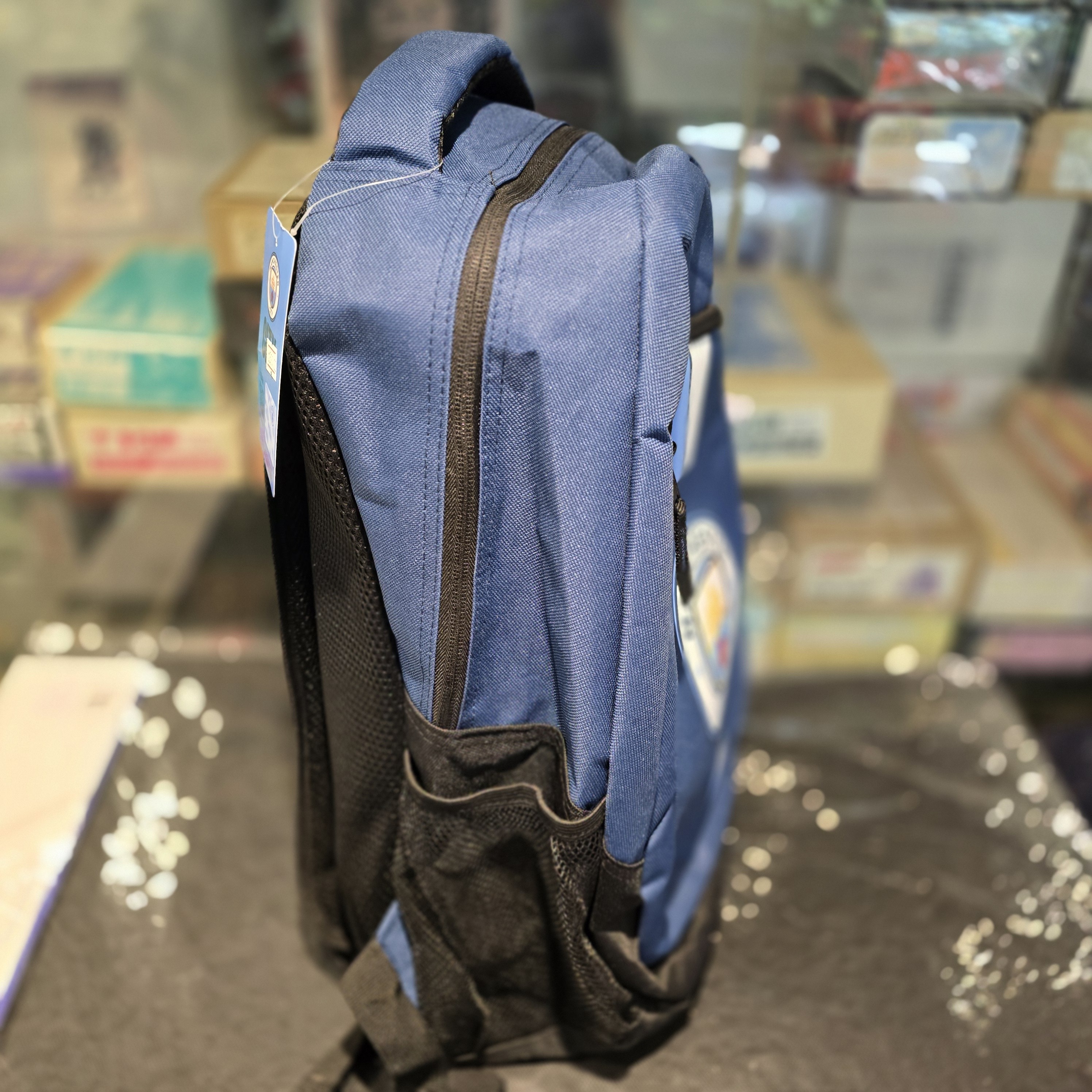 曼城深藍色高級直間背包