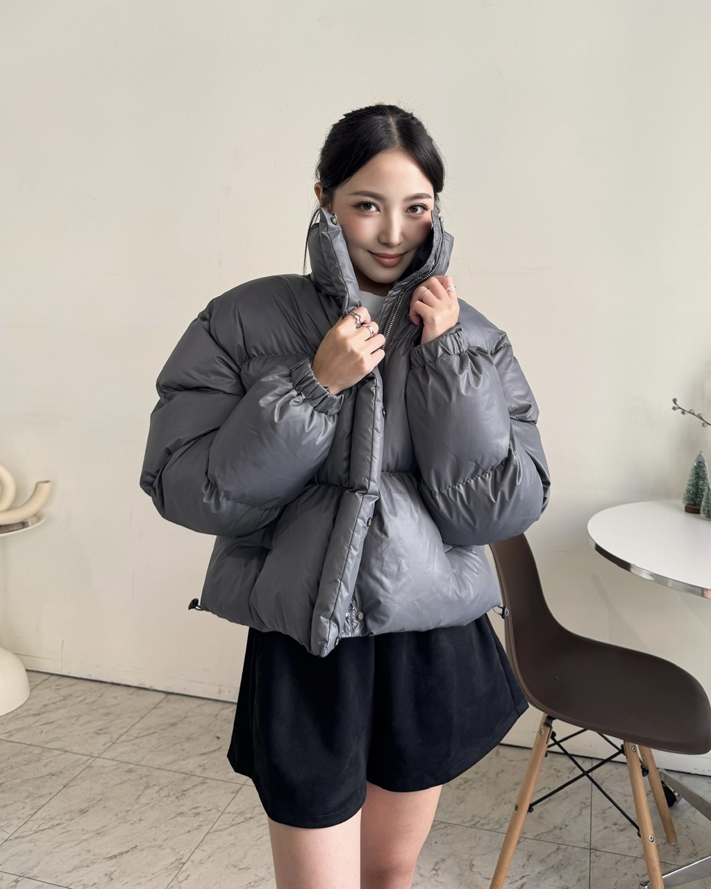 街拍感鋪棉蓬蓬麵包外套_8551