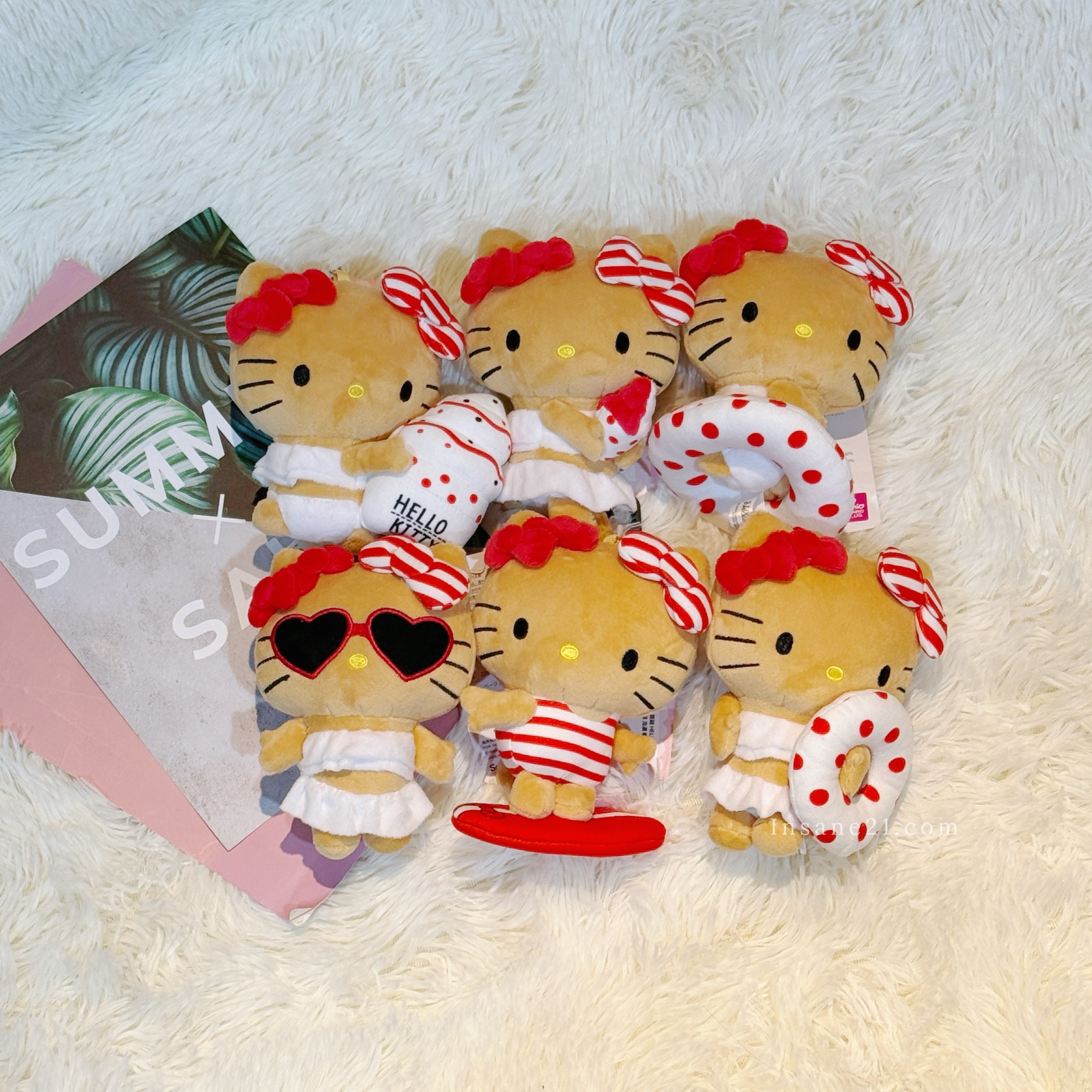 SANRIO 三麗鷗 HELLO KITTY 凱蒂貓 海灘 曬黑吊飾 絨毛玩具